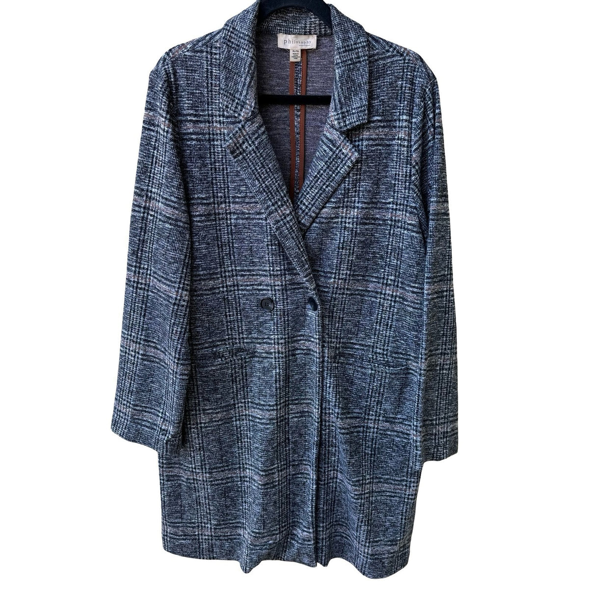 Philosophy Dark Academia Preppy Professional Plaid Longline Blazer Jacket XL