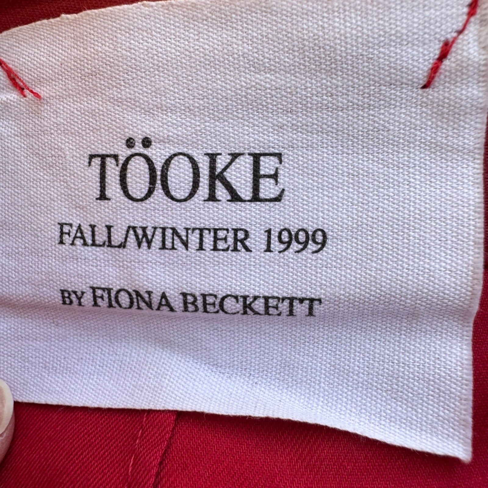 Tooke Fiona Beckett Vintage 90s Minimalist Red Cotton Pencil Skirt XS Archival