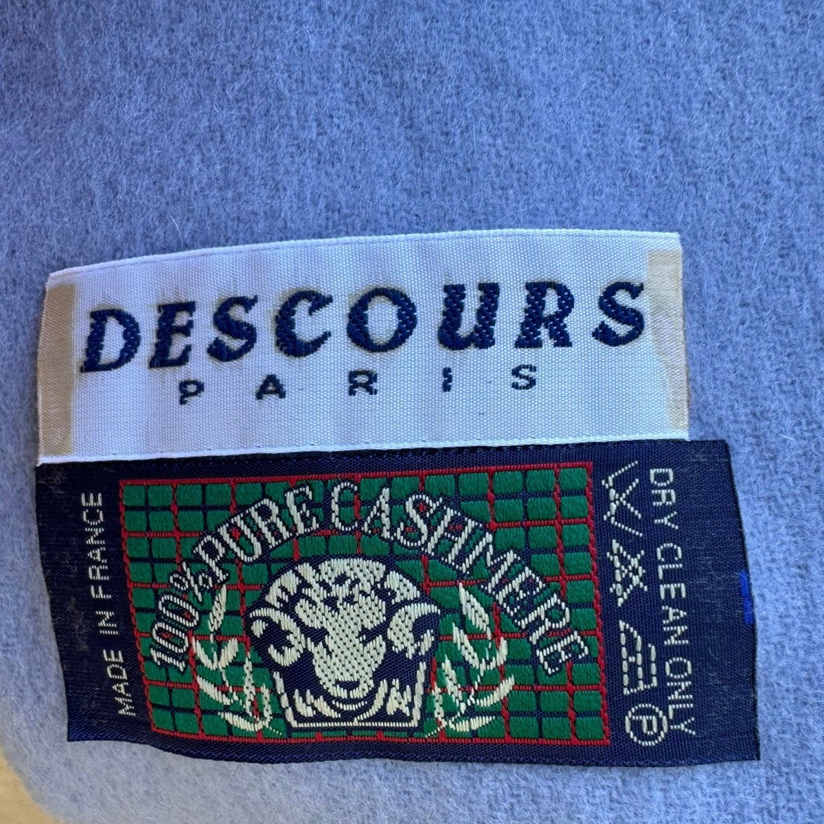 Descours Paris Pure Cashmere Quiet Luxury French Chic Fringe Scarf Wrap Blue OS