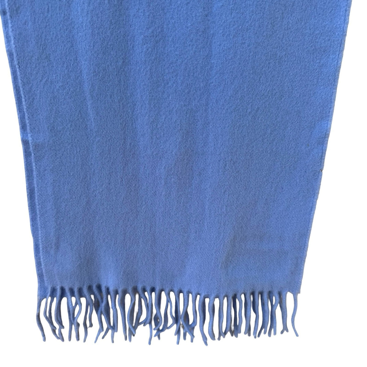 Descours Paris Pure Cashmere Quiet Luxury French Chic Fringe Scarf Wrap Blue OS
