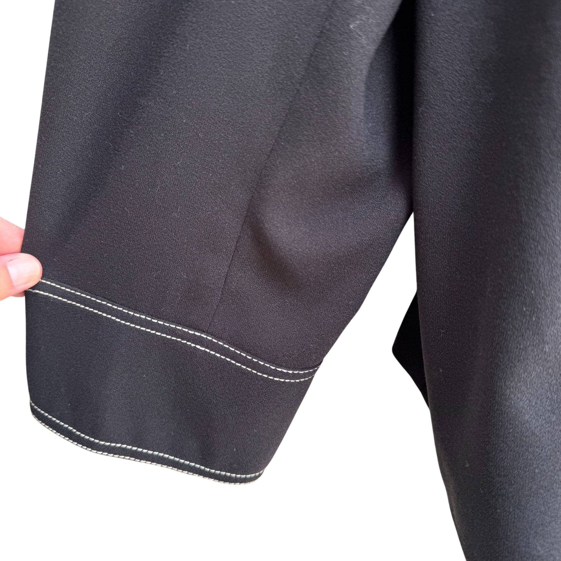 John Meyer Of Norwich Womens Black Contrast Stitch Open Front Blazer Jacket 26W