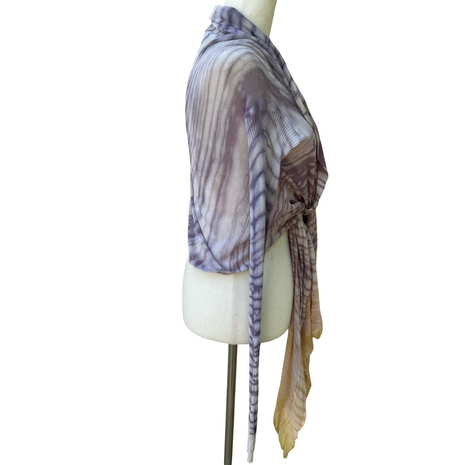 Viviana Uchitel Ethereal Boho Mesh Knit Wrap Cardigan Fairy Tie Dye Abstract OS