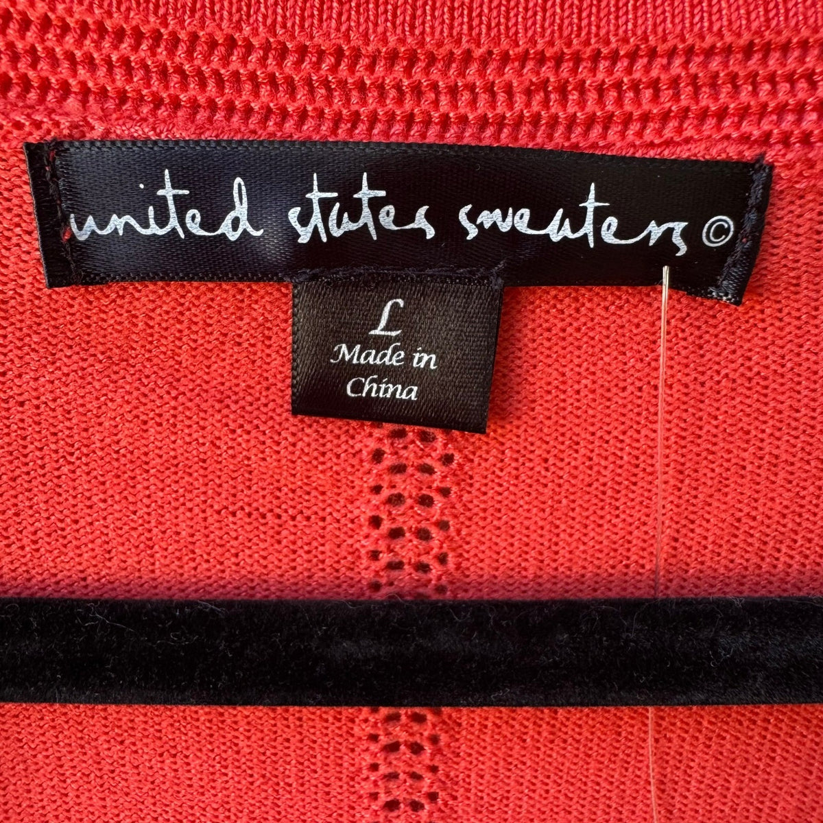 United States Sweaters Minimalist Layering Open Front Pointelle Cardigan Red L