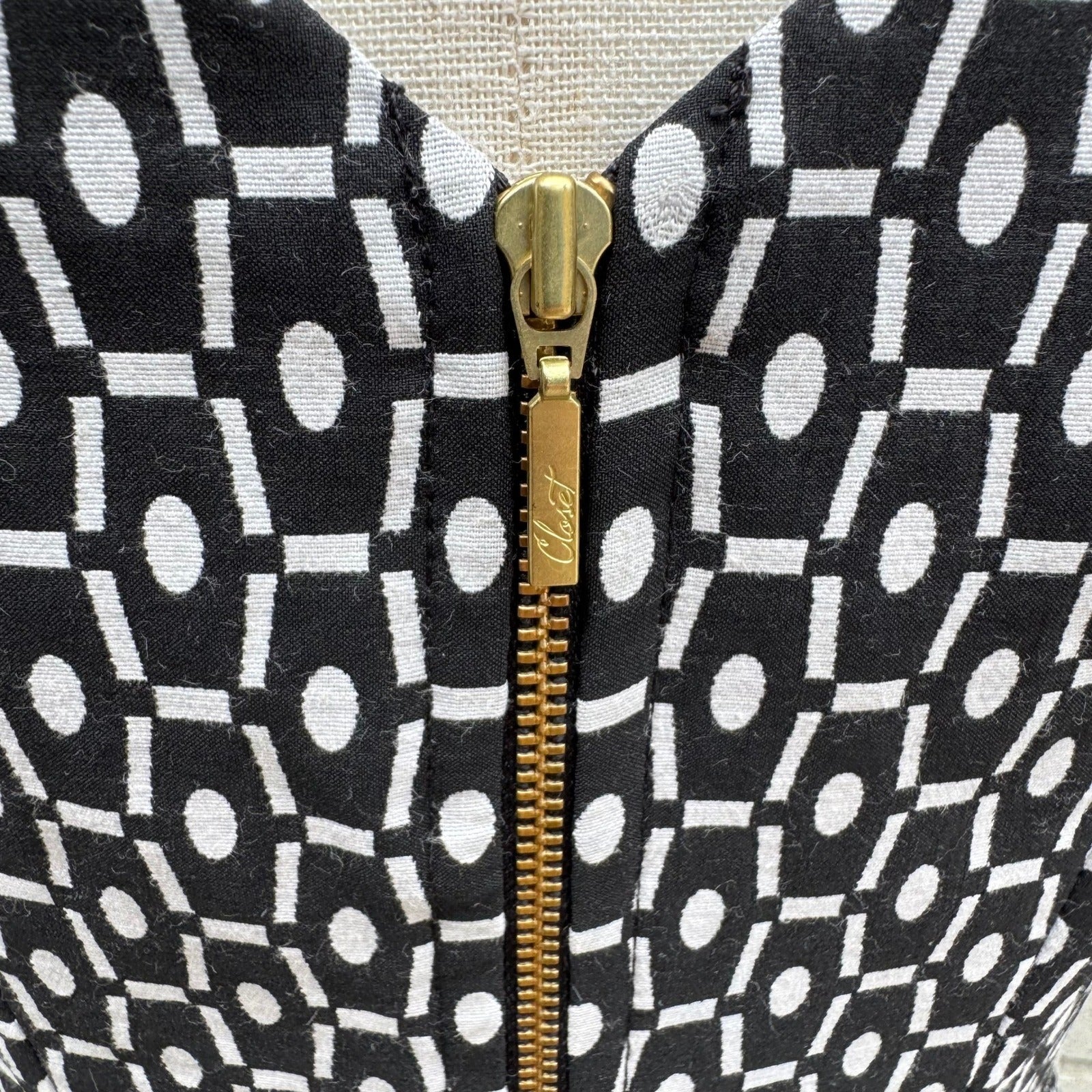 Closet London Mod Preppy Geometric Print Fit Flare Party Cocktail Dress V-Back 8