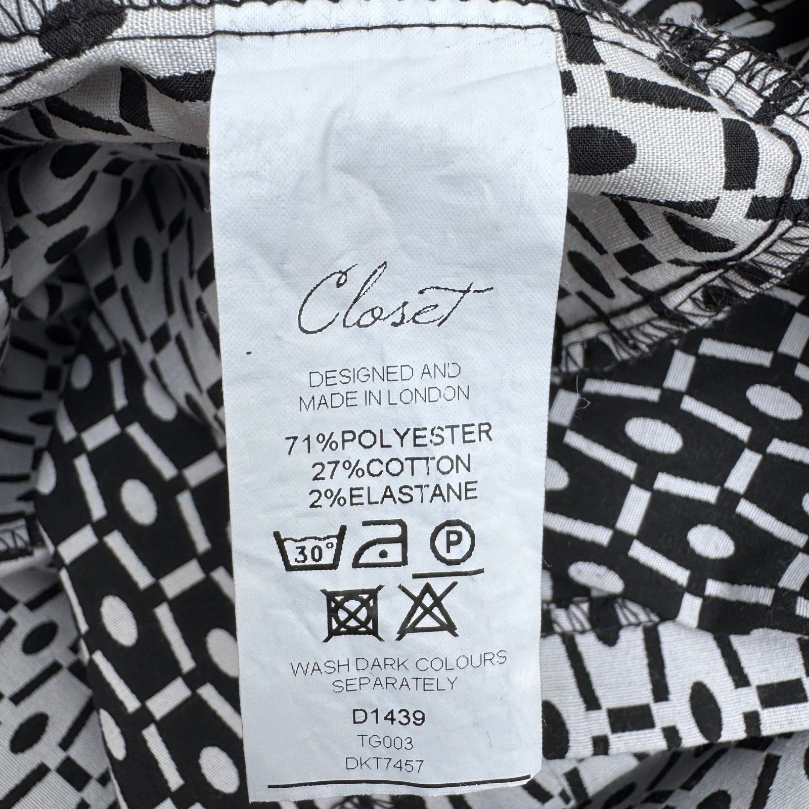 Closet London Mod Preppy Geometric Print Fit Flare Party Cocktail Dress V-Back 8