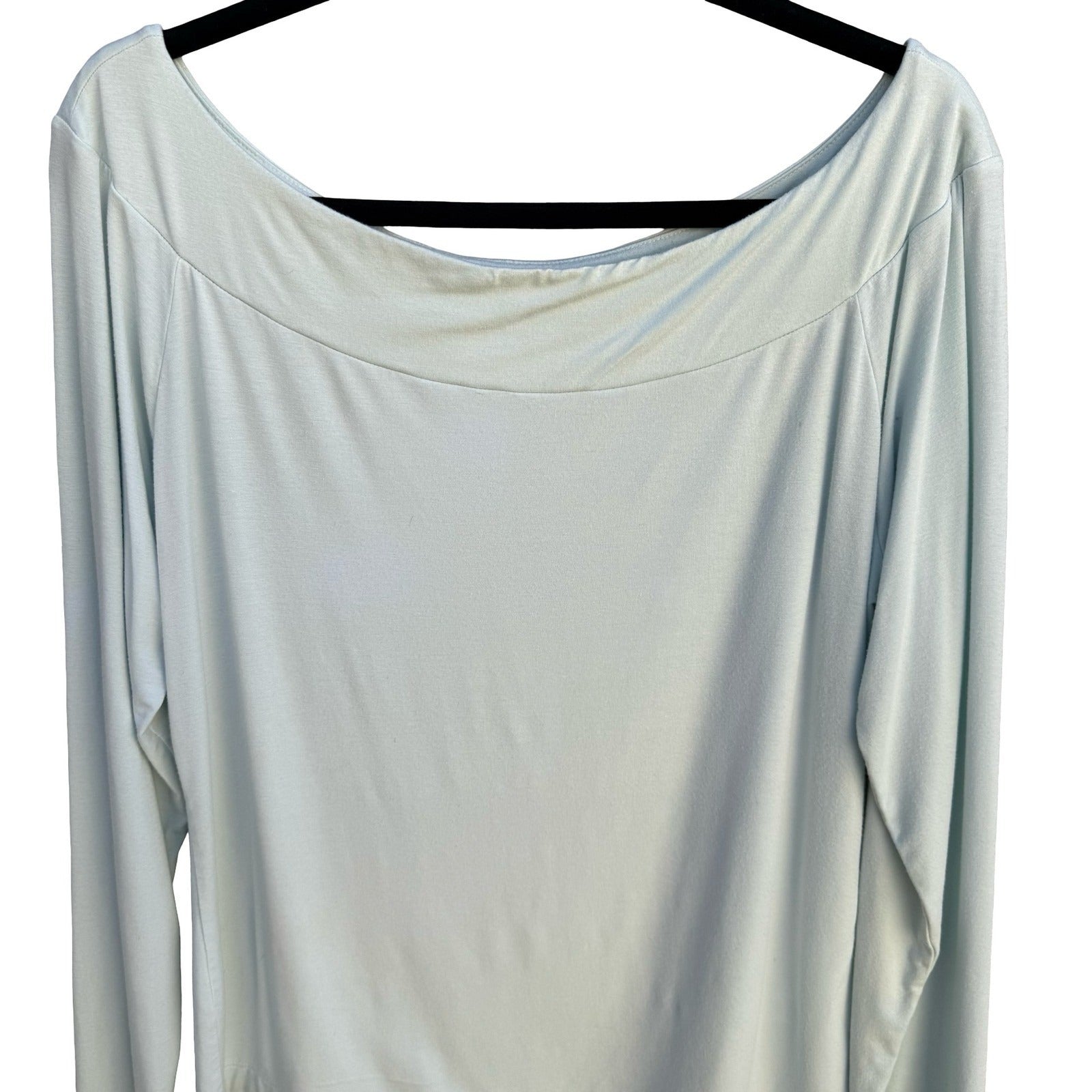 Banana Republic Womens XL Pastel Blue Boat Neck Long Sleeve Stretch Top Minimal