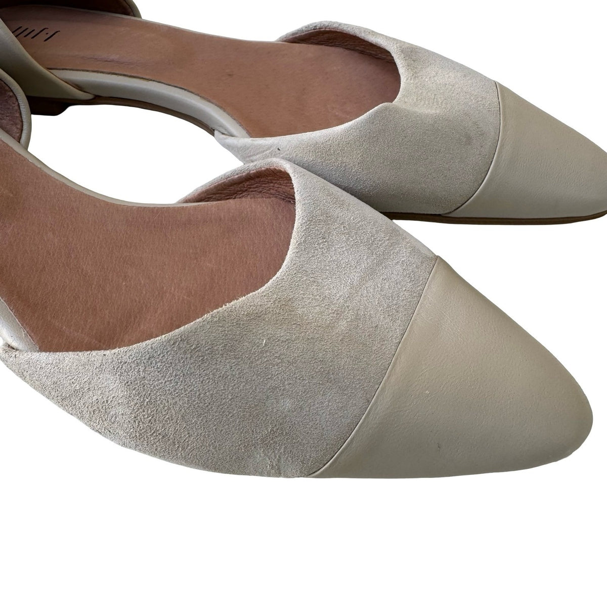 J. Jill Mixed Media Cap Toe d'Orsay Flats Minimalist Career Beige Womens 11