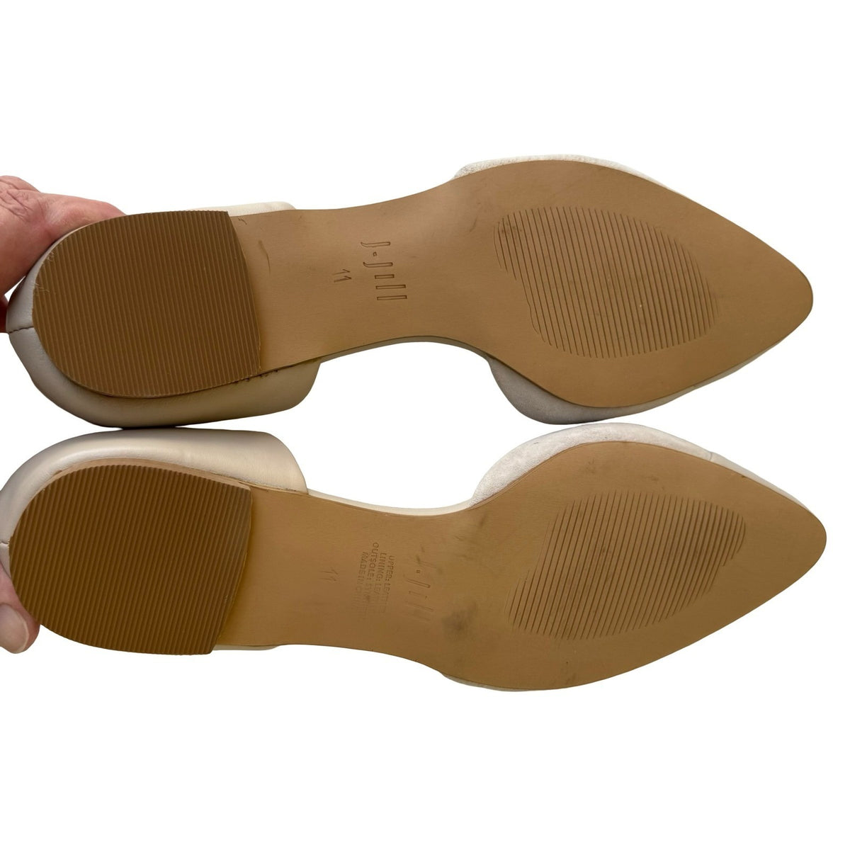 J. Jill Mixed Media Cap Toe d'Orsay Flats Minimalist Career Beige Womens 11