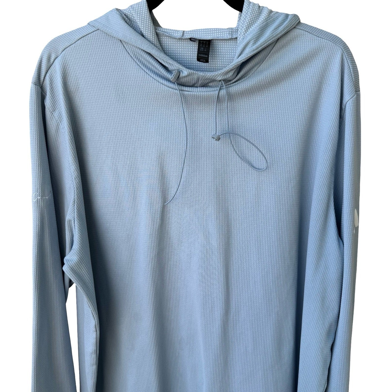 Adidas Golf Ribbed Athletic Performance Hoodie Blue Mens XL Preppy Country Club