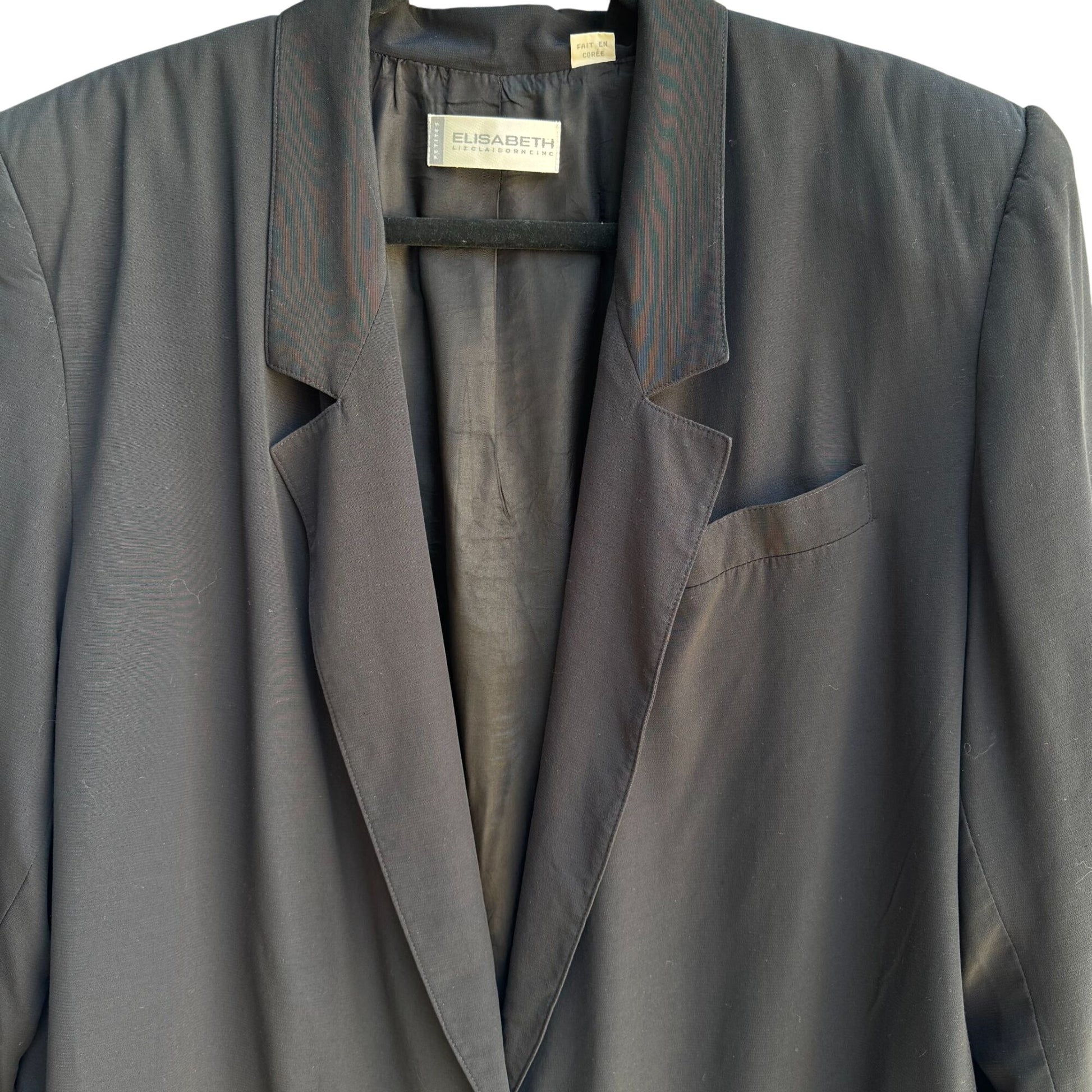 Elisabeth By Liz Claiborne Vintage Womens Black Single Button Blazer Jacket 18