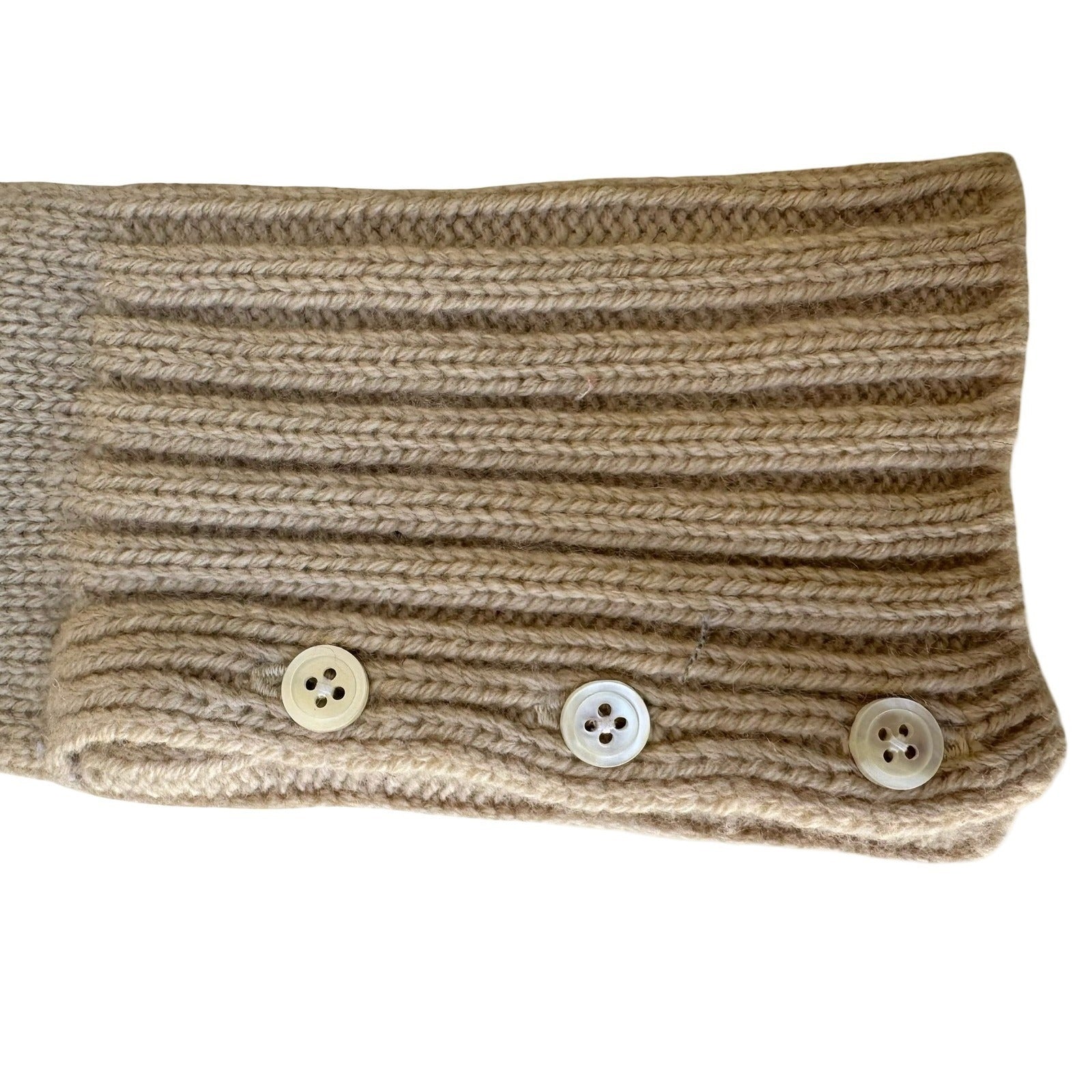 Banana Republic 100% Cashmere Gloves Tan Camel Ribbed Button Cuff Long Knit Warm