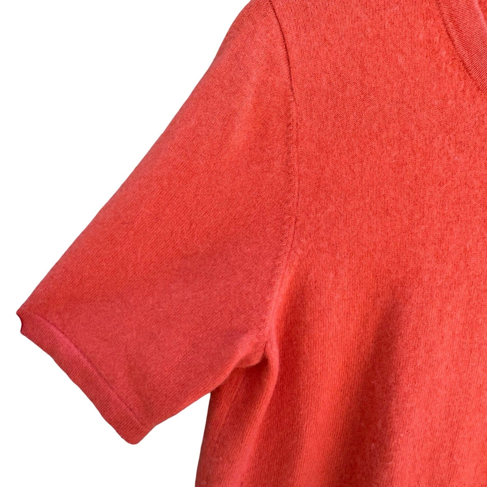Pure Collection Cashmere Short Sleeve Orange Sweater 8 Old Money Quiet Luxury