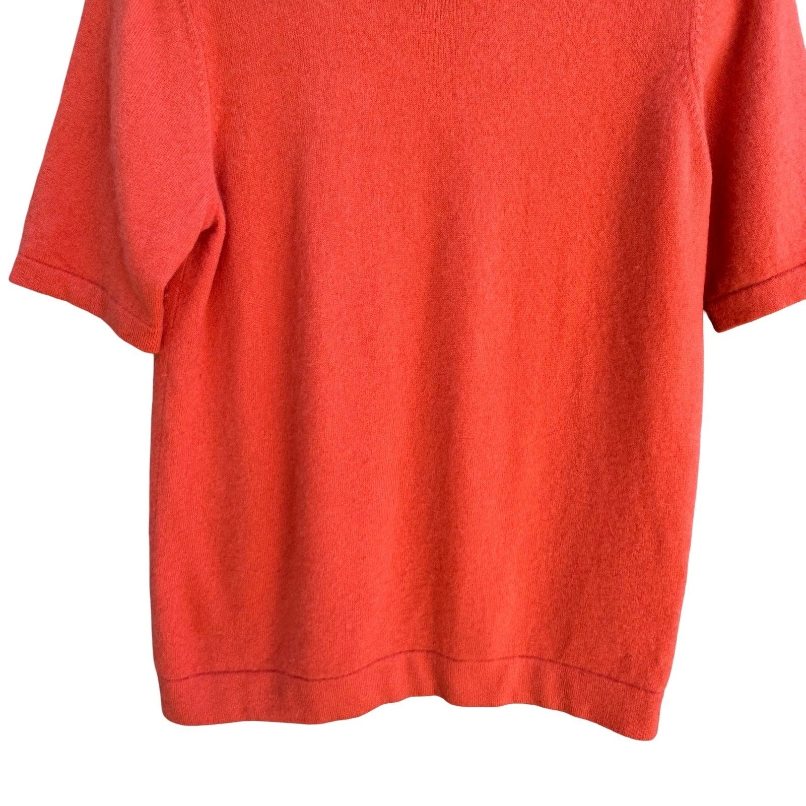 Pure Collection Cashmere Short Sleeve Orange Sweater 8 Old Money Quiet Luxury