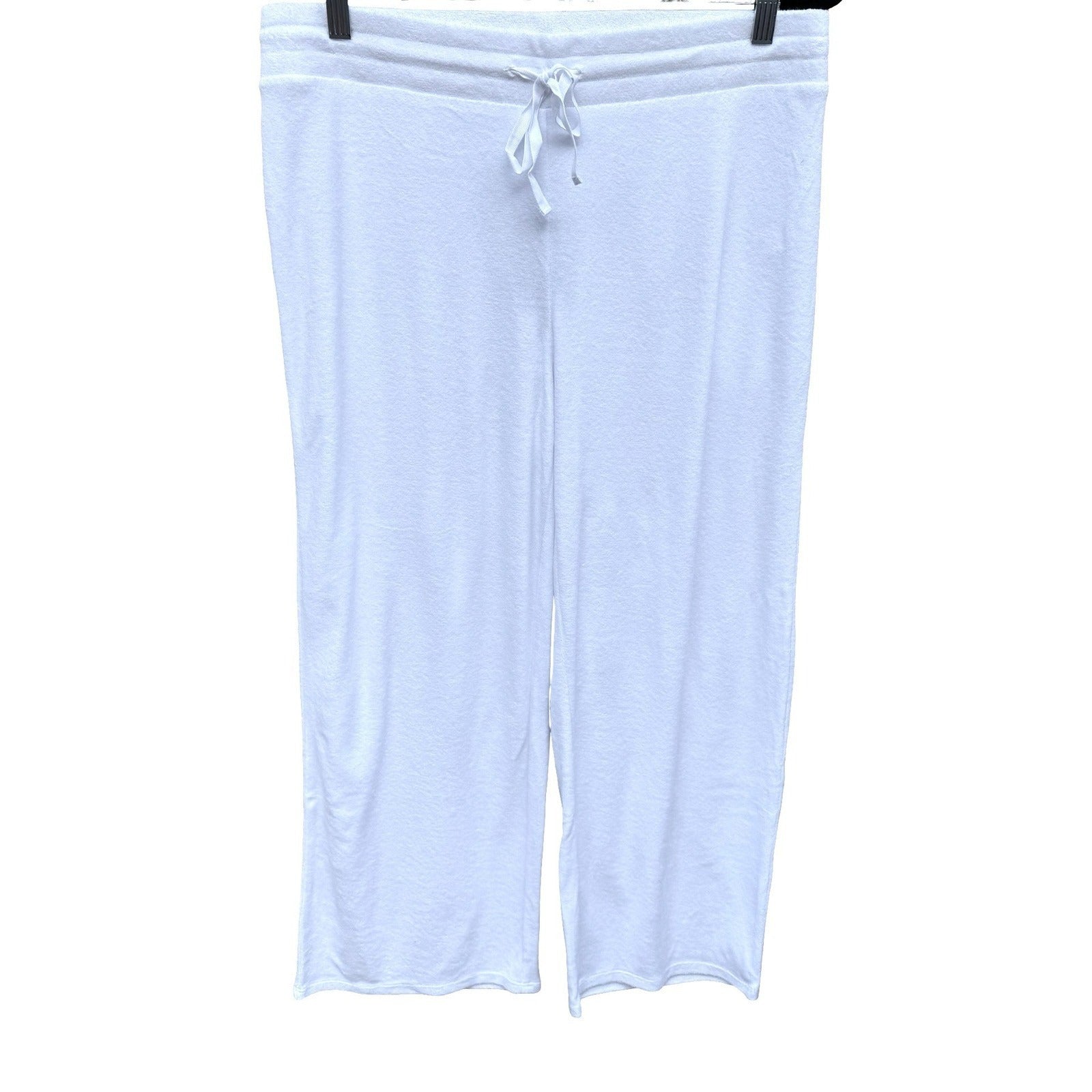 J Jill White Resortwear Beachy Terry Cloth Cropped Lounge Pants Wide Leg M NEW