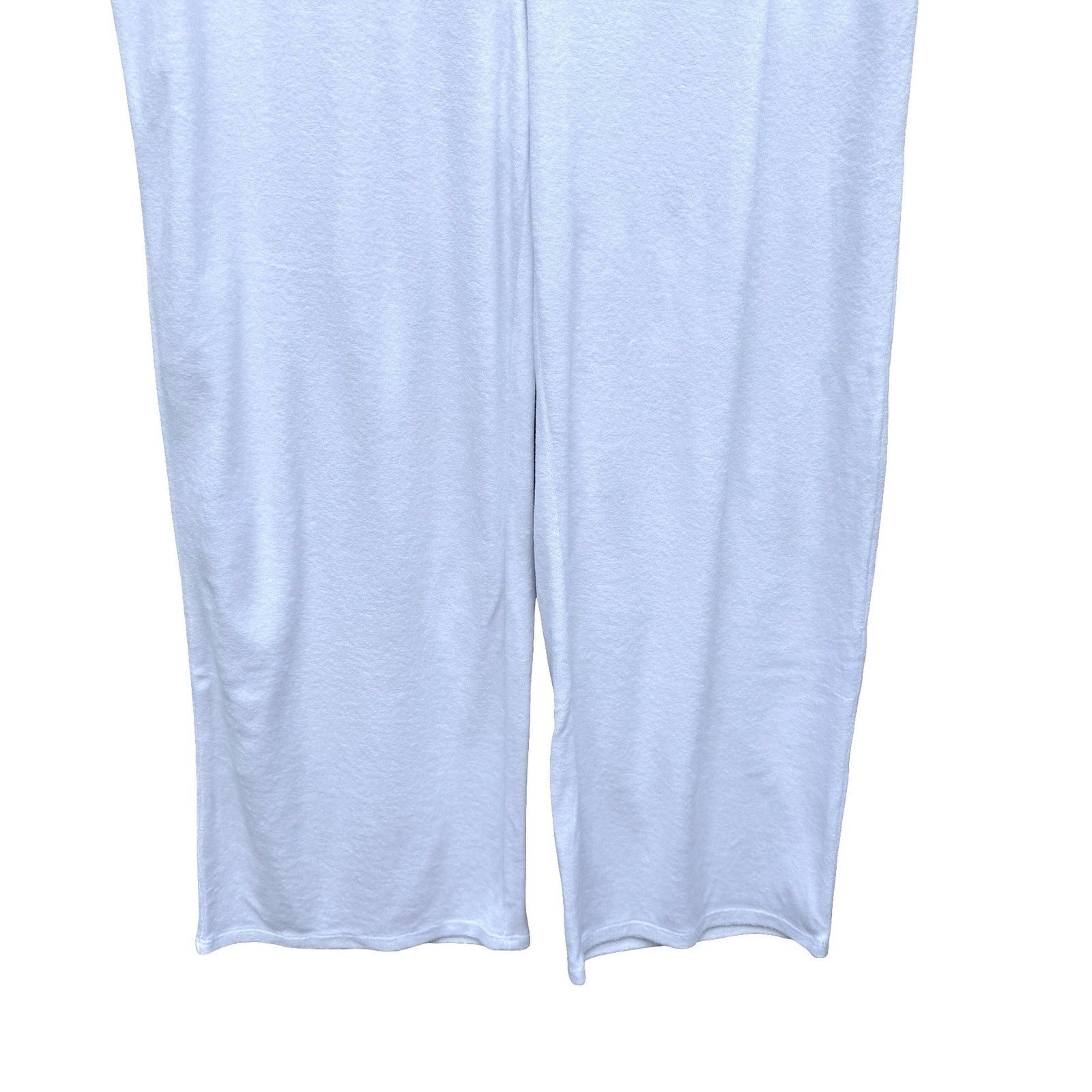 J Jill White Resortwear Beachy Terry Cloth Cropped Lounge Pants Wide Leg M NEW