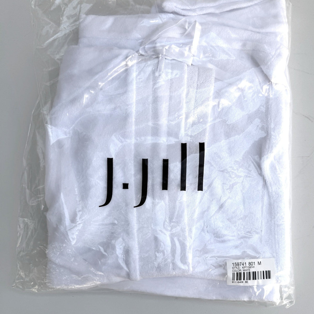 J Jill White Resortwear Beachy Terry Cloth Cropped Lounge Pants Wide Leg M NEW