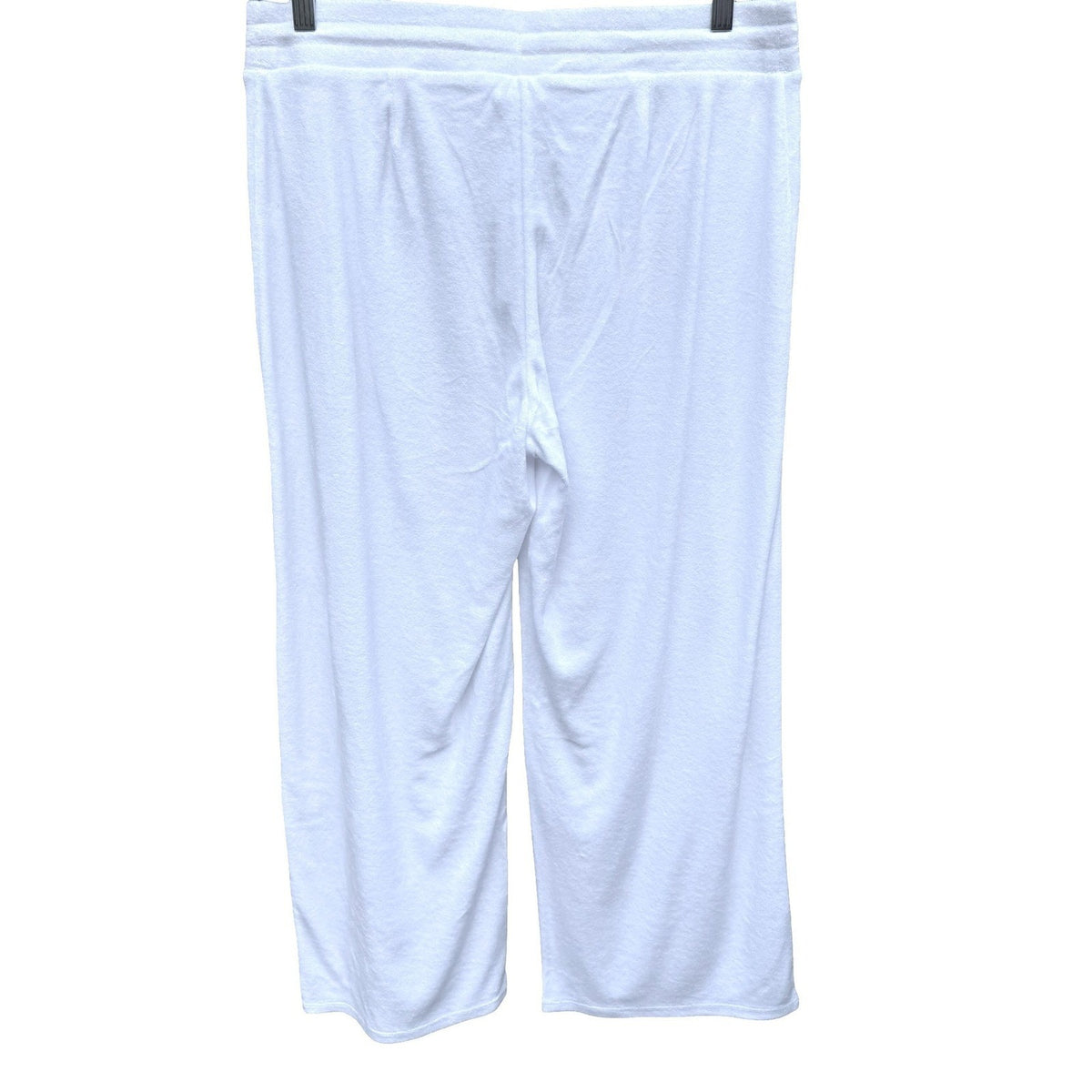 J Jill White Resortwear Beachy Terry Cloth Cropped Lounge Pants Wide Leg M NEW