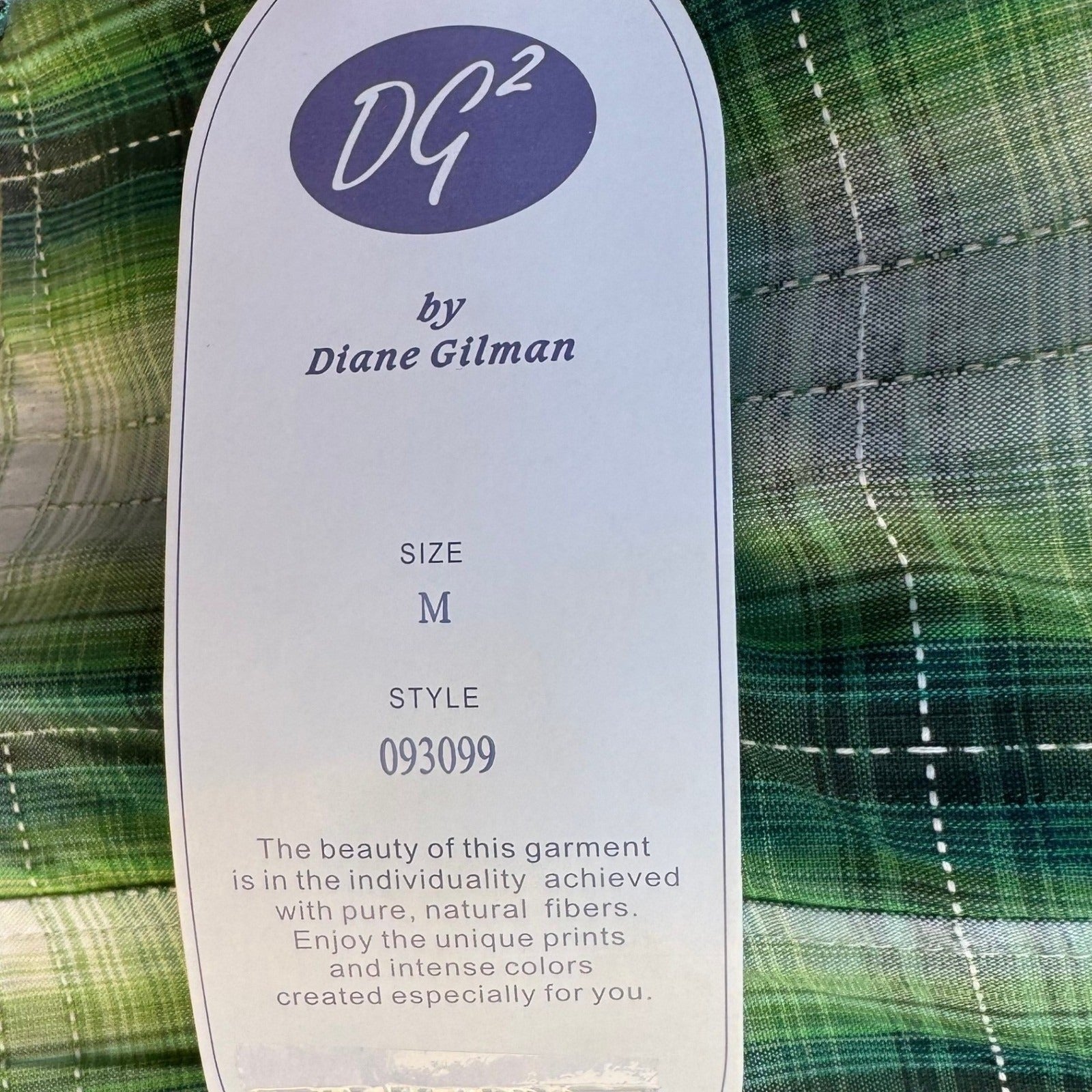Diane Gilman DG2 Green Plaid Floral Embroidered Western Button Up Shirt M NEW