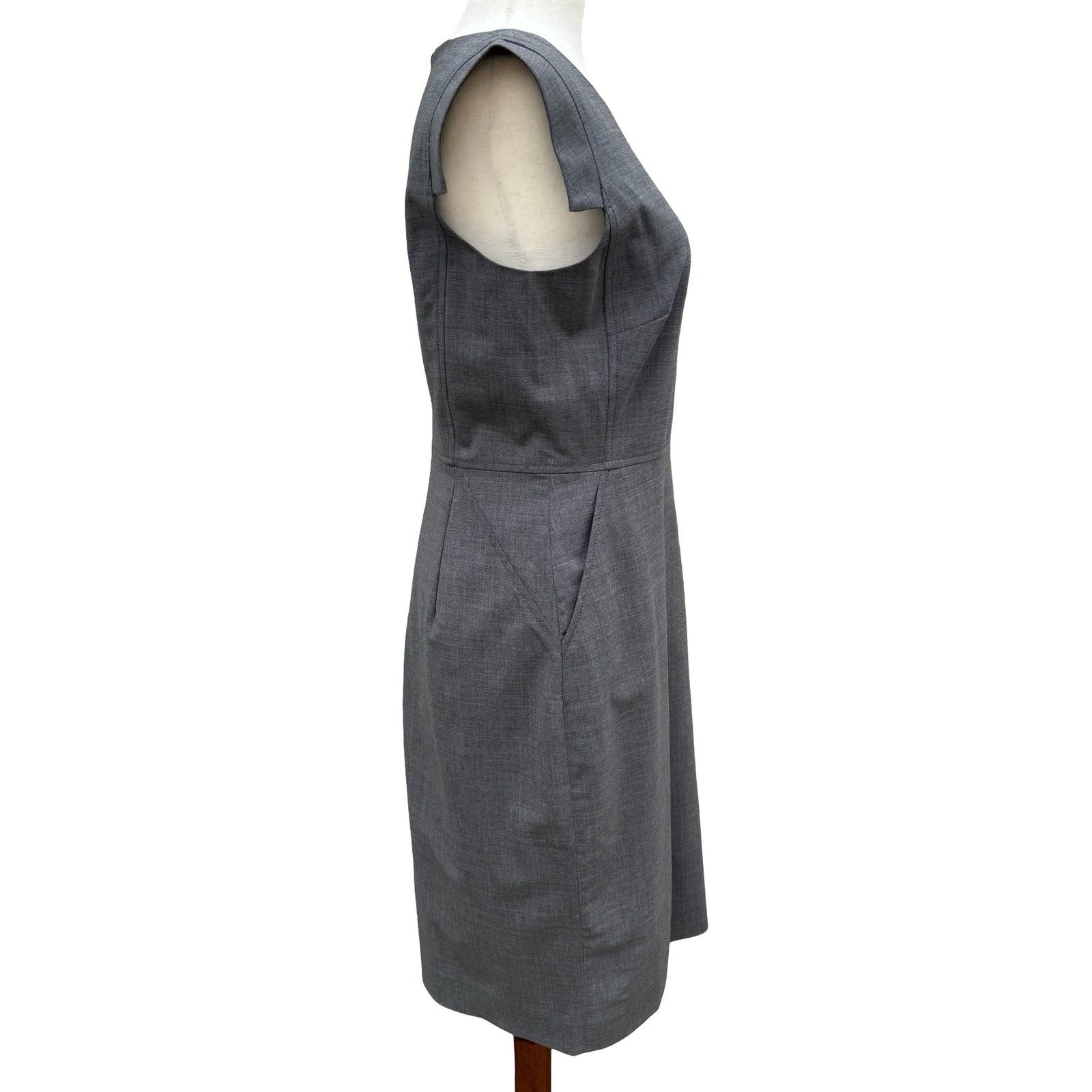 J.Crew Gray Italian Stretch Wool Tollegno 1900 Sheath Resume Dress Cap Sleeve 4