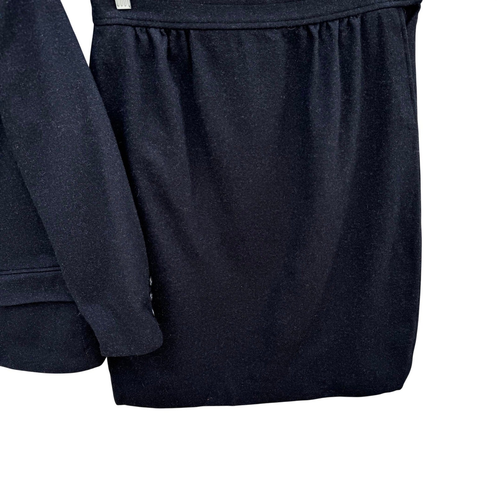 JG Hook Vintage Women's Skirt Suit Set Size 12/14 Black Wool Made in USA Preppy