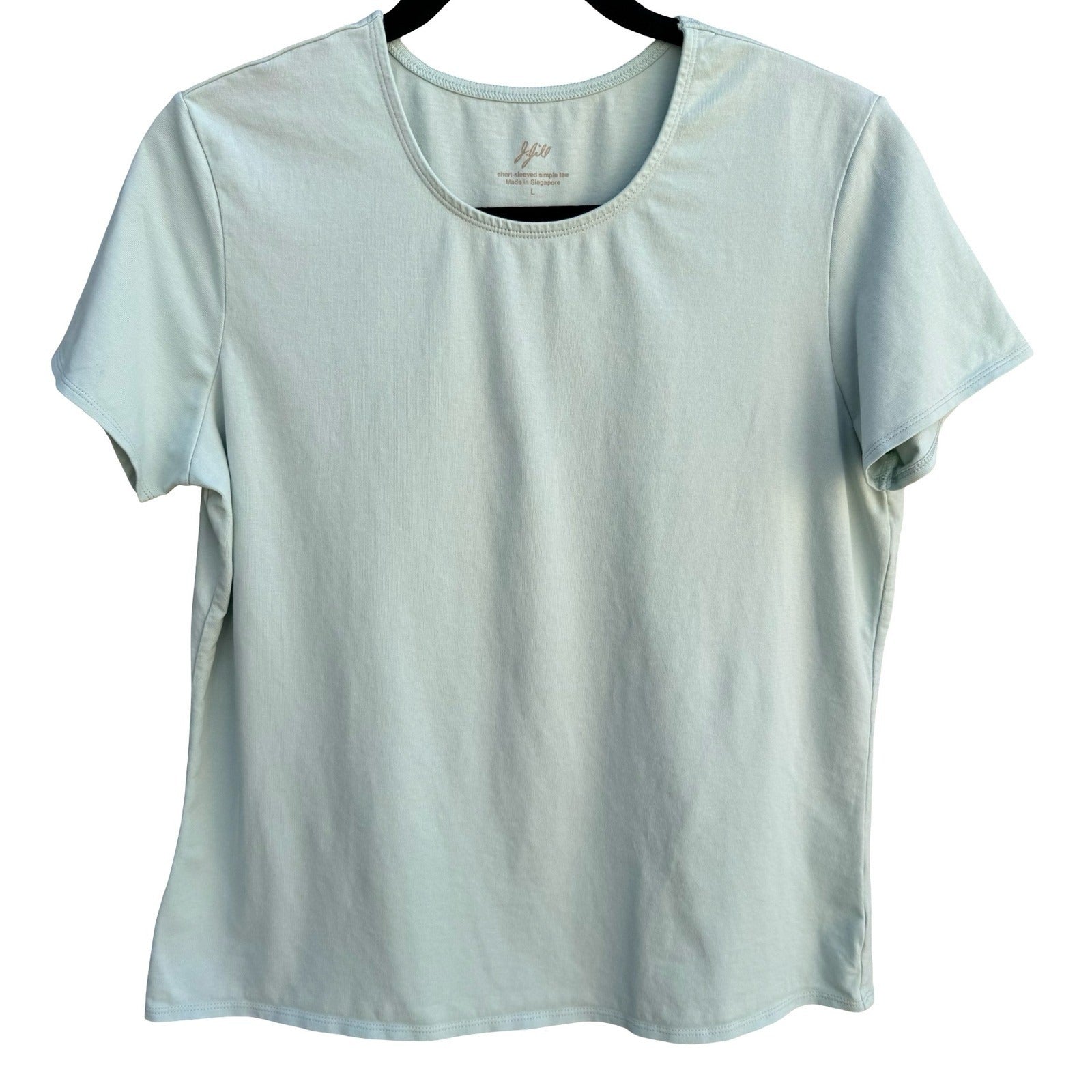 J. Jill Y2K Womens Mint Green Short Sleeve Simple Tee Cotton Lycra Shirt Large
