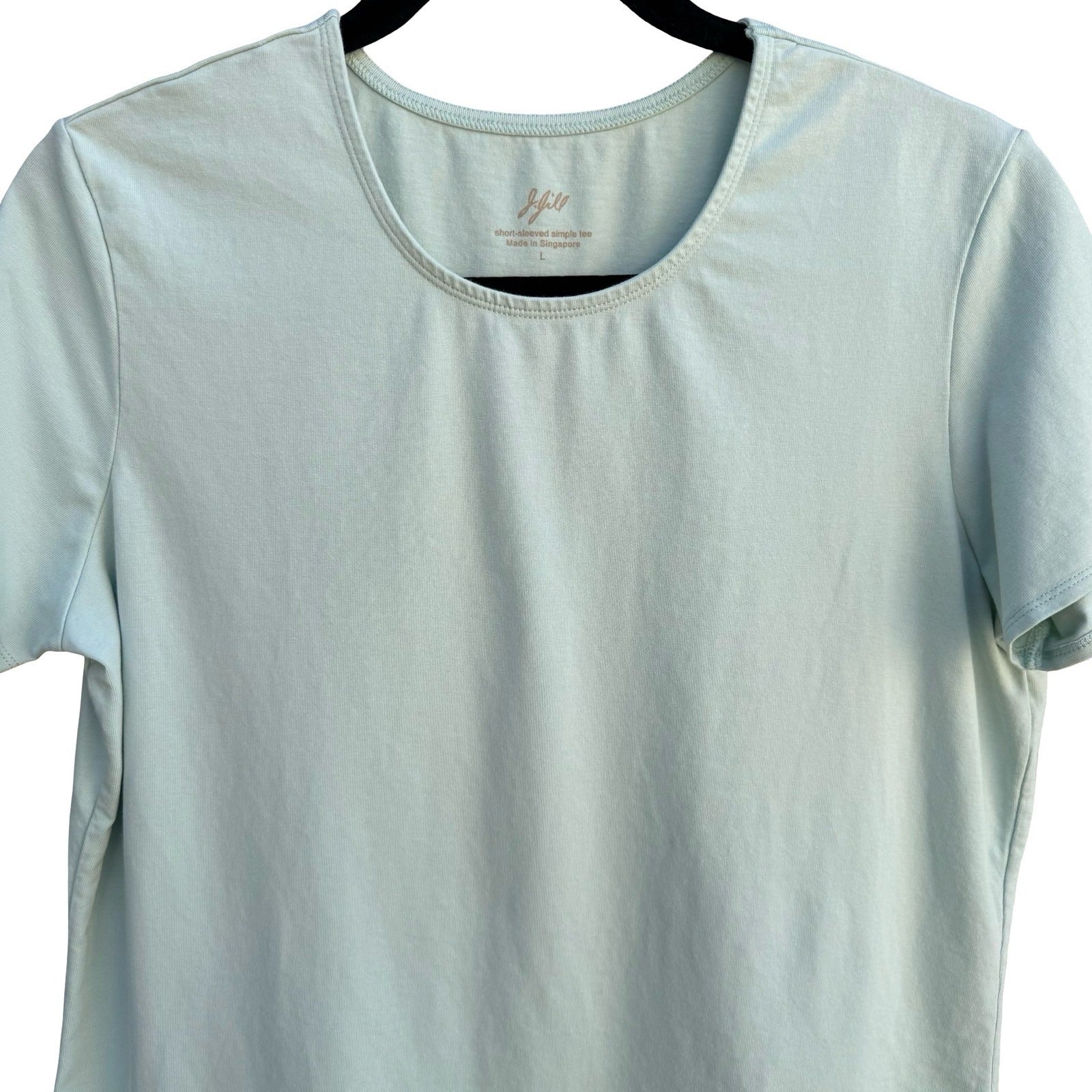 J. Jill Y2K Womens Mint Green Short Sleeve Simple Tee Cotton Lycra Shirt Large