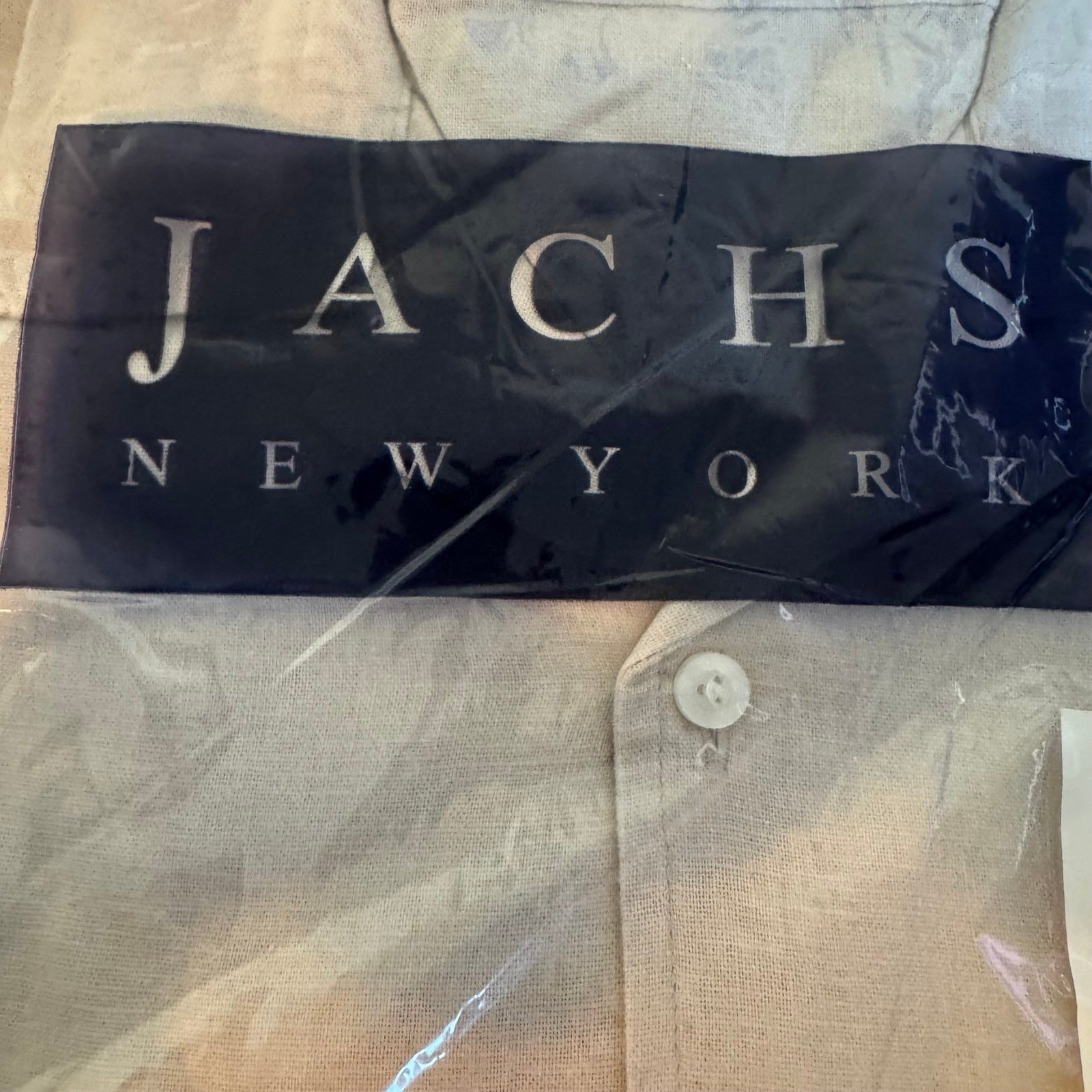 Jachs NY Mens 1X Southampton Stone Linen Camp Collar Button Up Shirt NEW Coastal