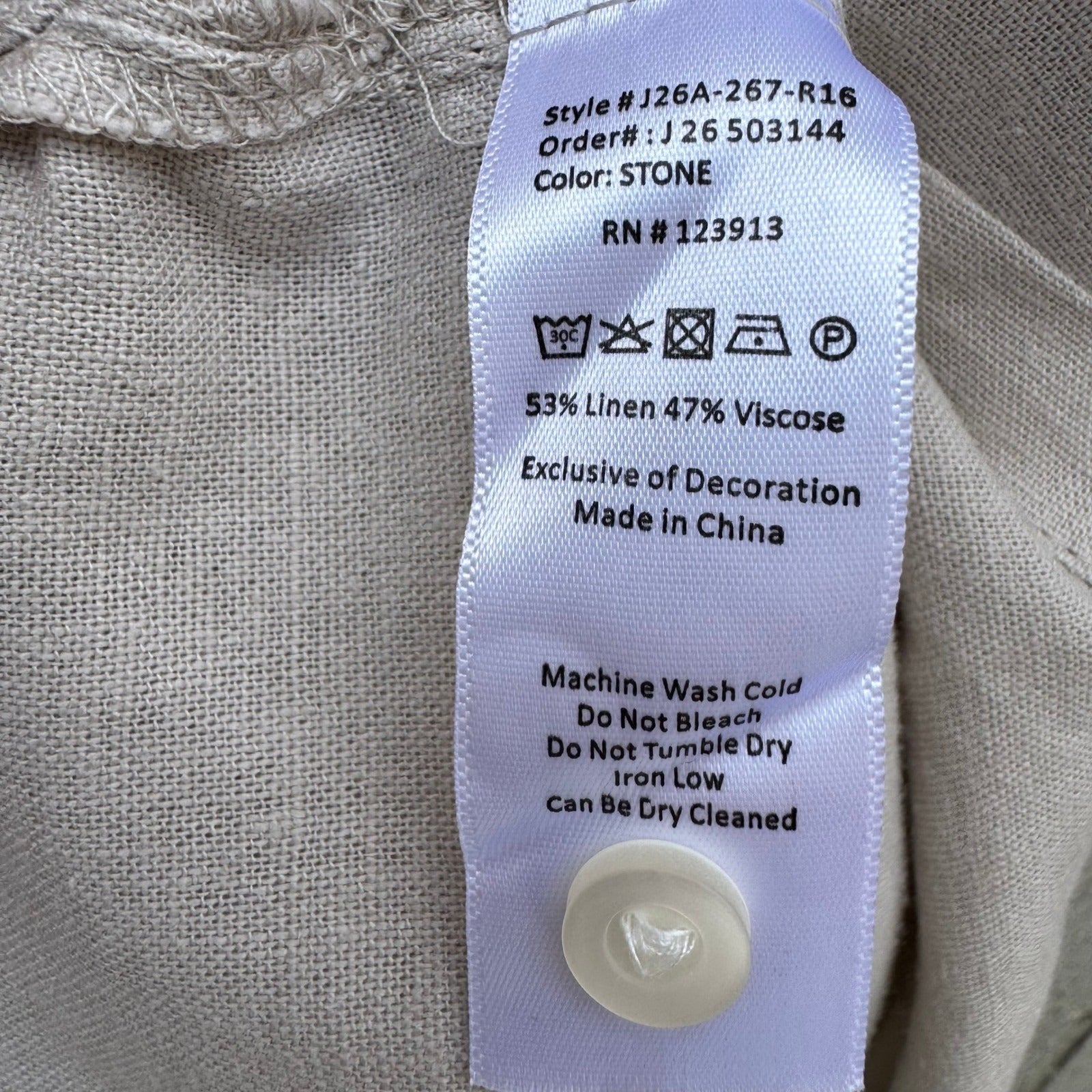 Jachs NY Mens 1X Southampton Stone Linen Camp Collar Button Up Shirt NEW Coastal