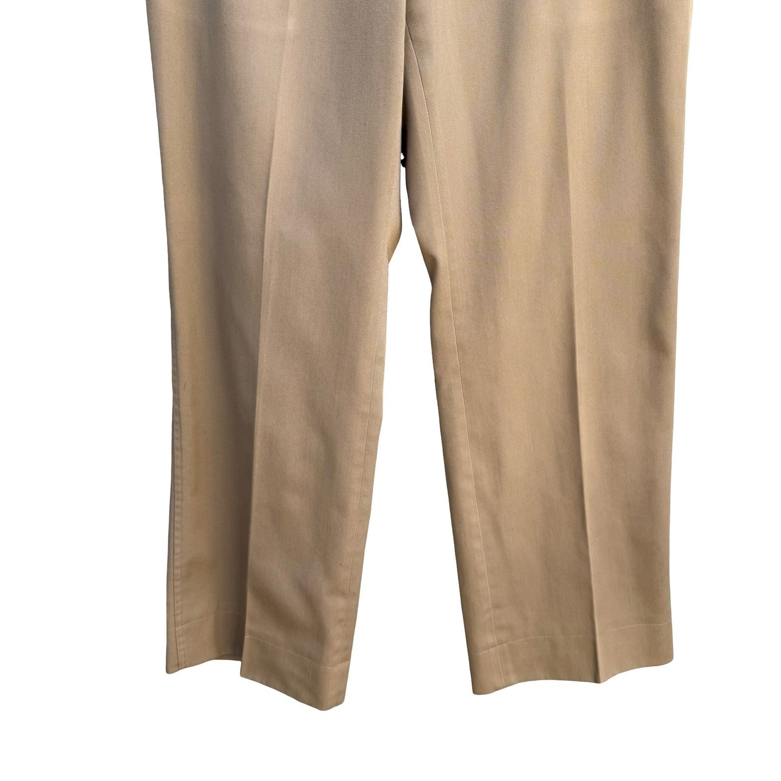 Lands End Direct Merchants Vintage Mens Khaki Twill Trousers Button Pockets Tan