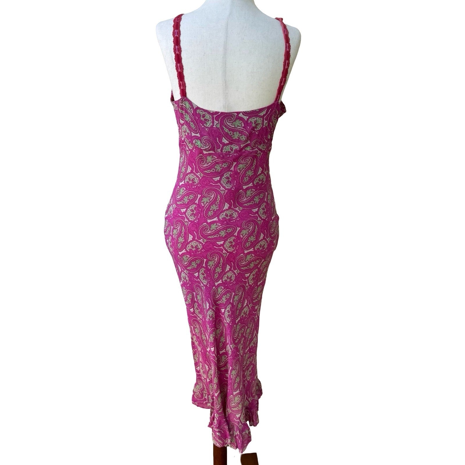 Sharagano Paris Vivian Y2K Boho Fairycore Paisley Mesh French Lace Maxi Dress M