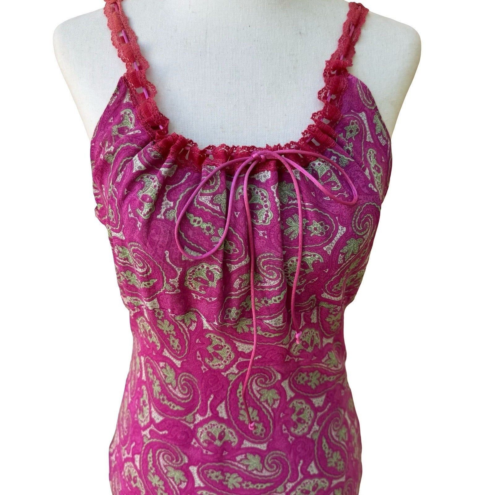 Sharagano Paris Vivian Y2K Boho Fairycore Paisley Mesh French Lace Maxi Dress M