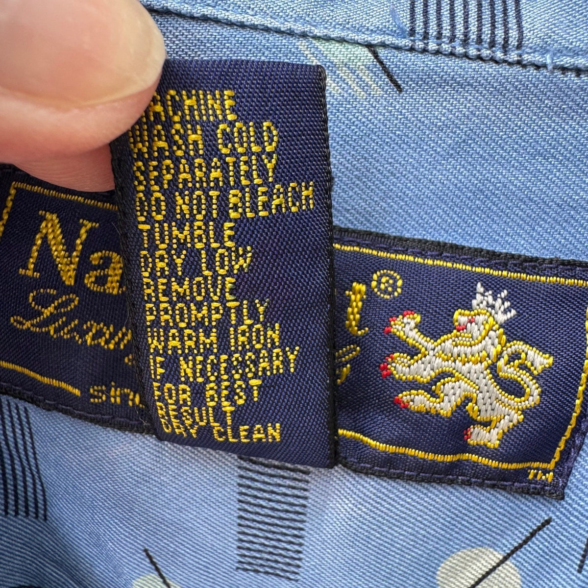 Nat Nast Vintage Y2K Silk MCM Art Deco Indiscreet Bowling Shirt Blue Mens XXL