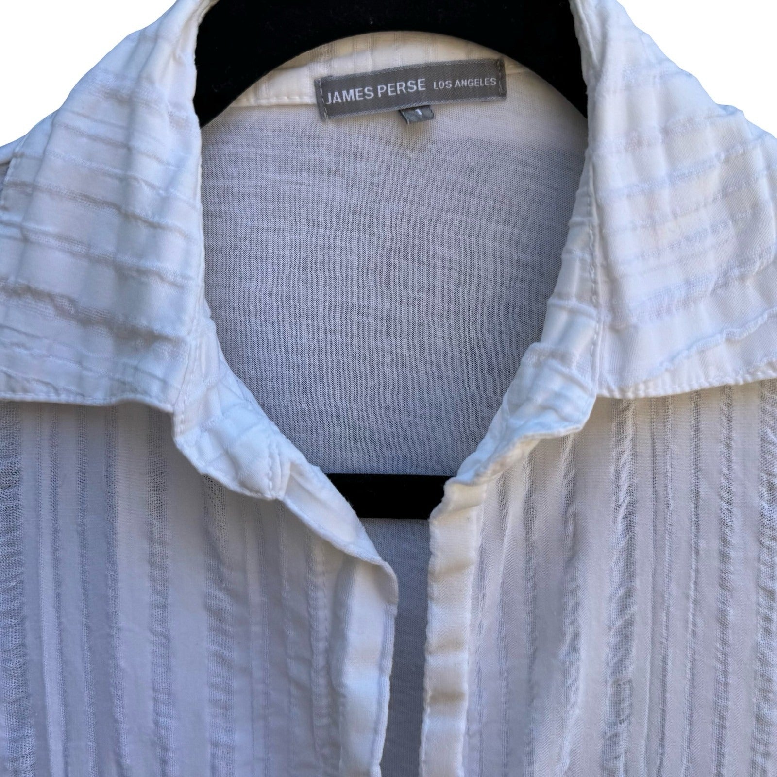 James Perse Minimalist Coastal Resortwear Cotton Gauze Drawstring Waist Shirt S