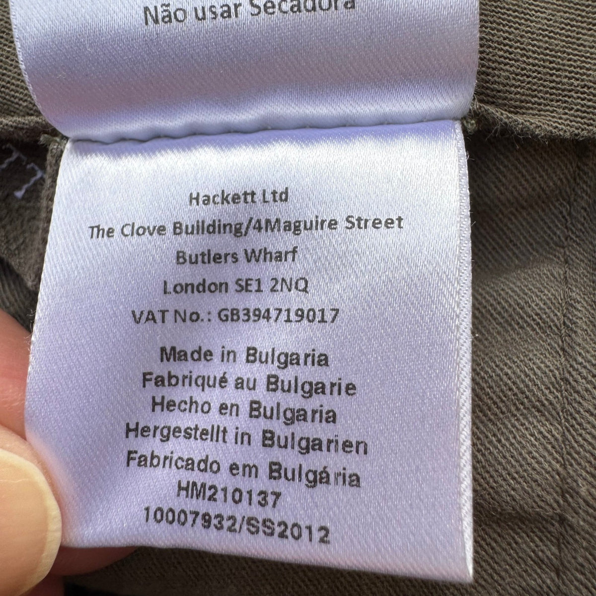 Hackett London Tessuti di Sondrio Italian Cotton Chino Pants Olive Mens 34 R