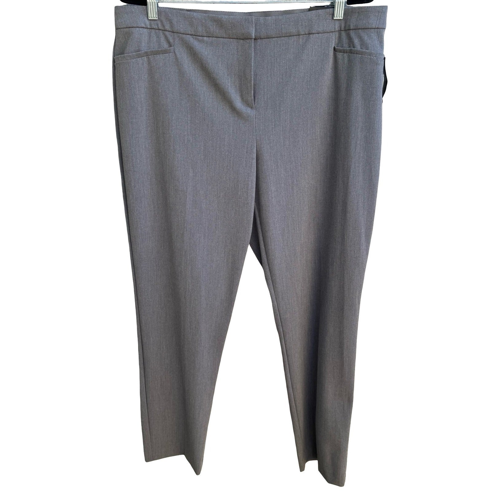 Alfani Careerwear Straight Leg Comfort Waist Dress Pants Grey Womens 16S NEW