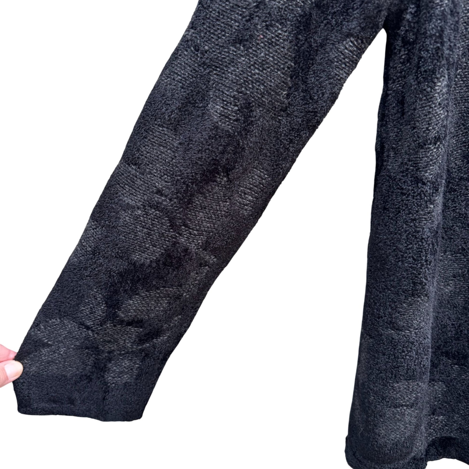 J.Jill Womens Black Jacquard Floral Textured Crewneck Knit Sweater L Cozy Preppy