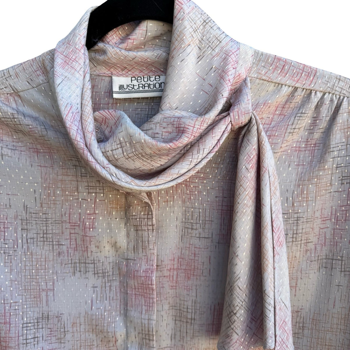 Petite Illustrations Vintage 80s Twee Secretary Librarian Neck Bow Pink Blouse 8
