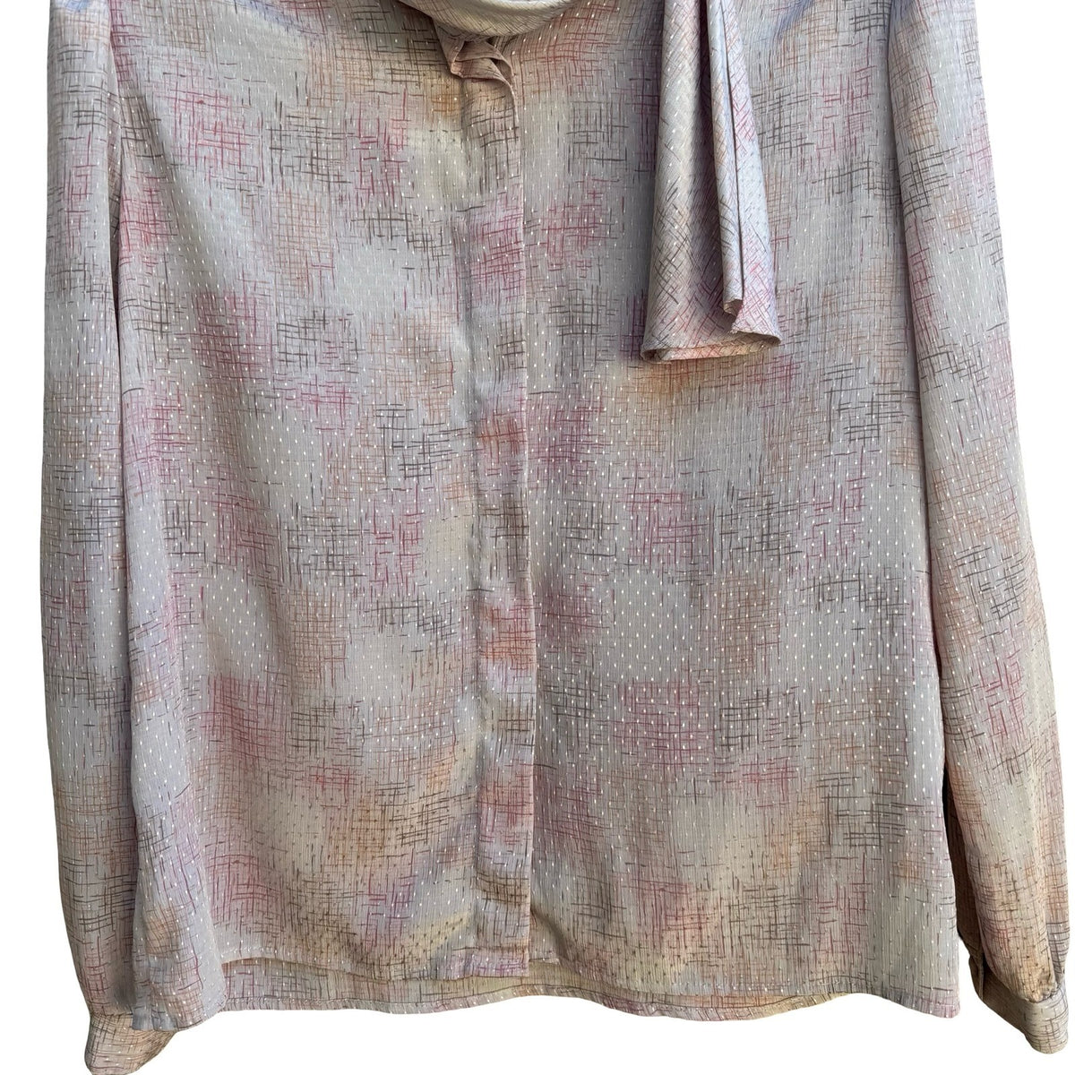 Petite Illustrations Vintage 80s Twee Secretary Librarian Neck Bow Pink Blouse 8