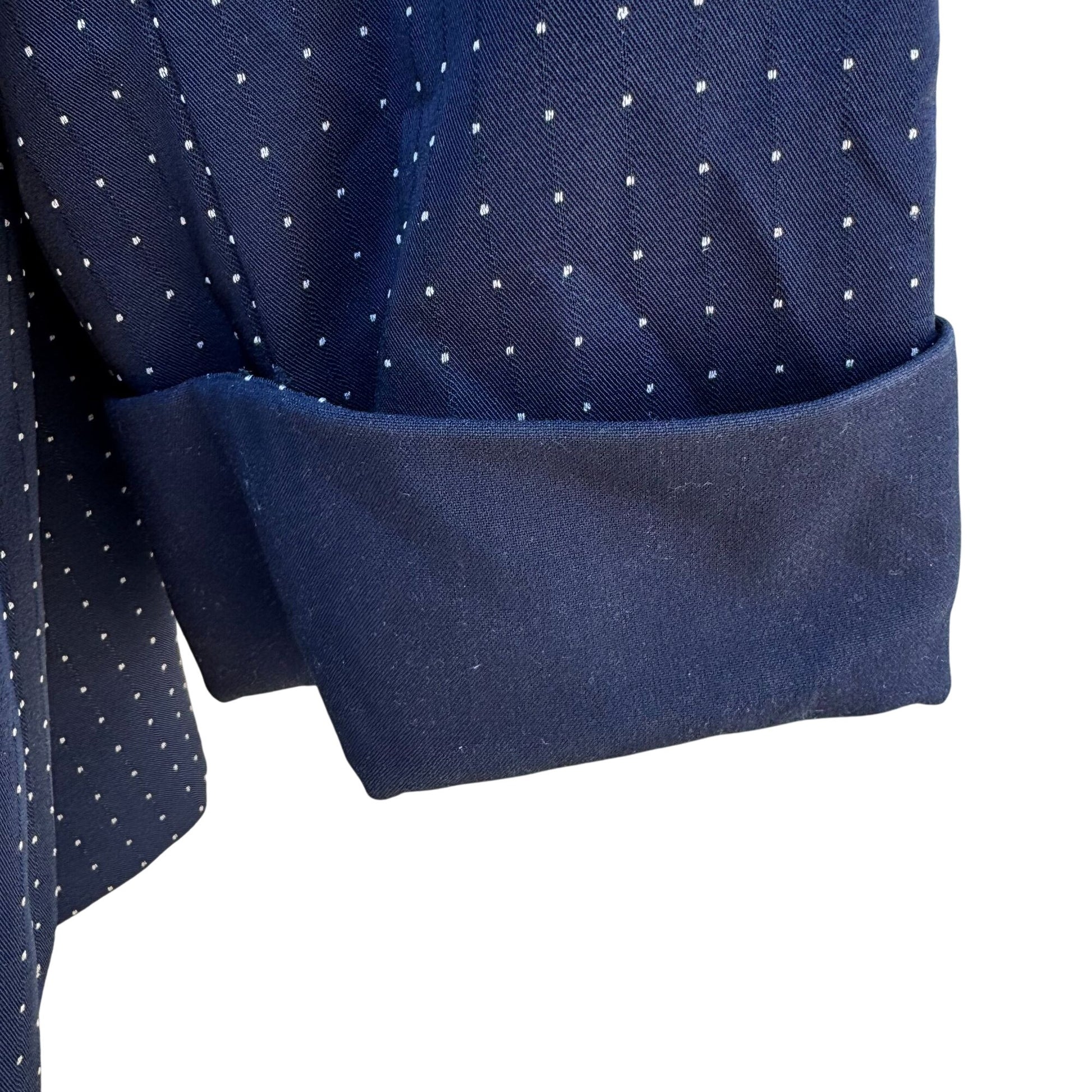 Maggie Barnes Navy Polka Dot Open Front Rolled Cuff Jacket 3X 26/28W Lightweight