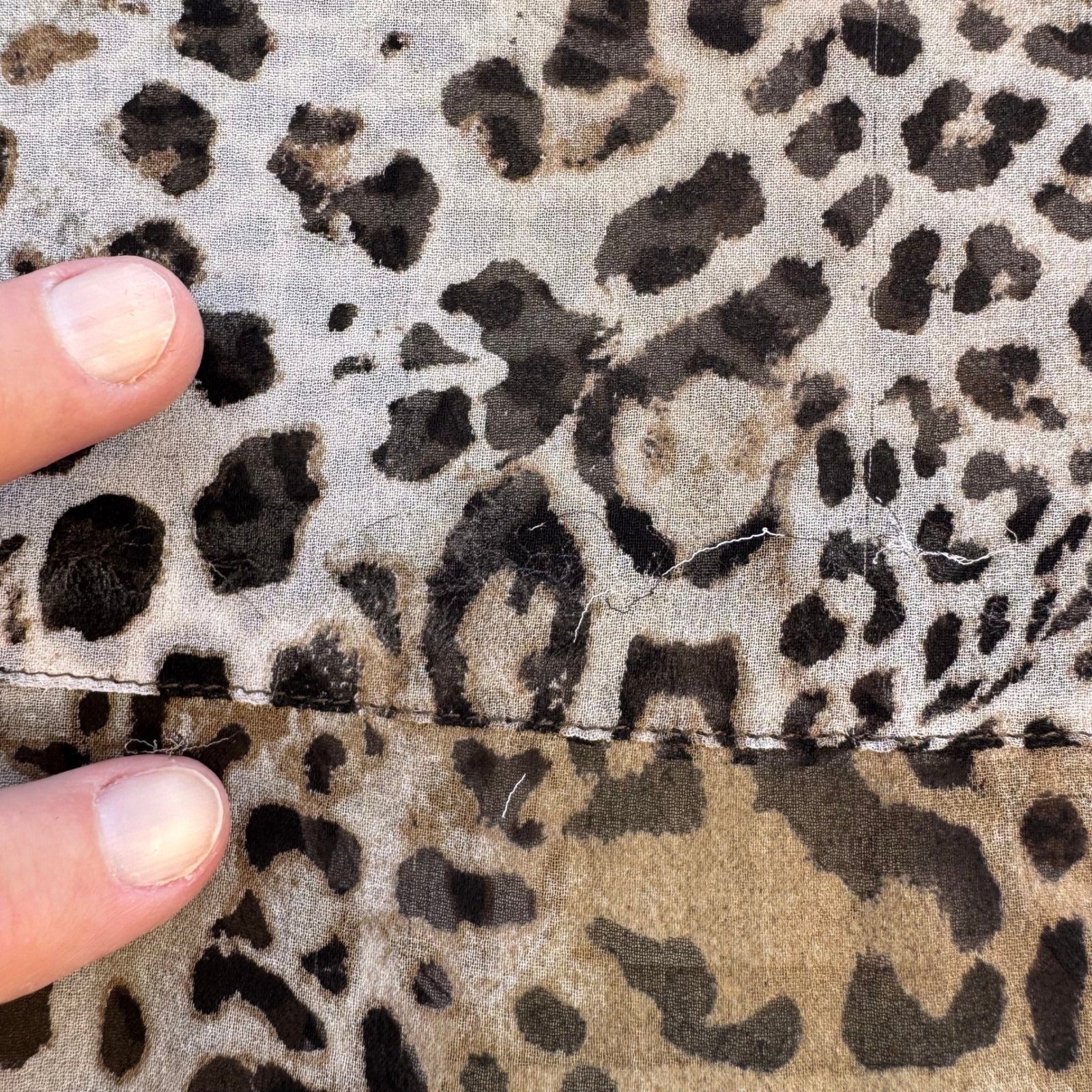 Chicos Silk Leopard Print Semi Sheer Blouse Brown Animal Print Tunic Size 3 XL