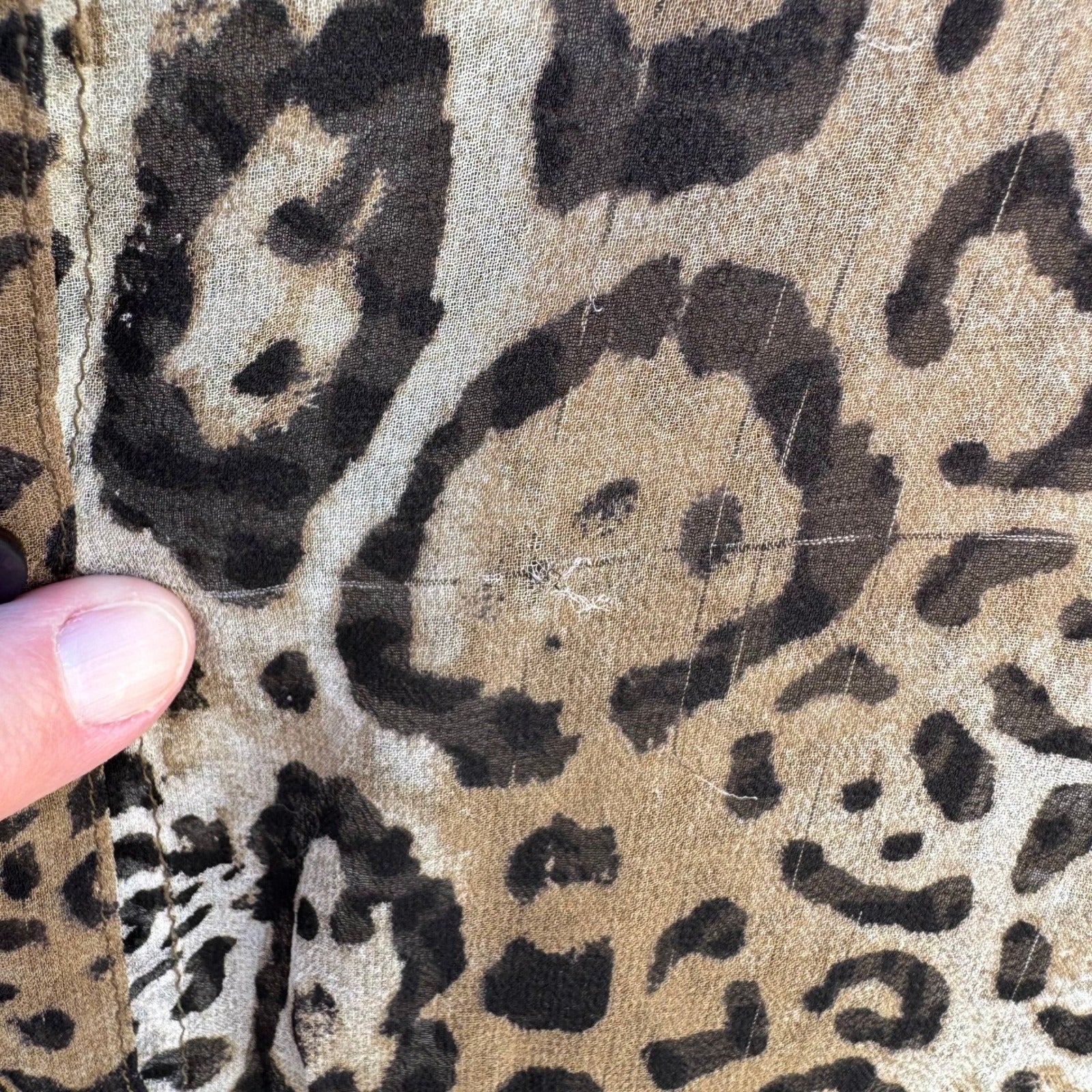 Chicos Silk Leopard Print Semi Sheer Blouse Brown Animal Print Tunic Size 3 XL