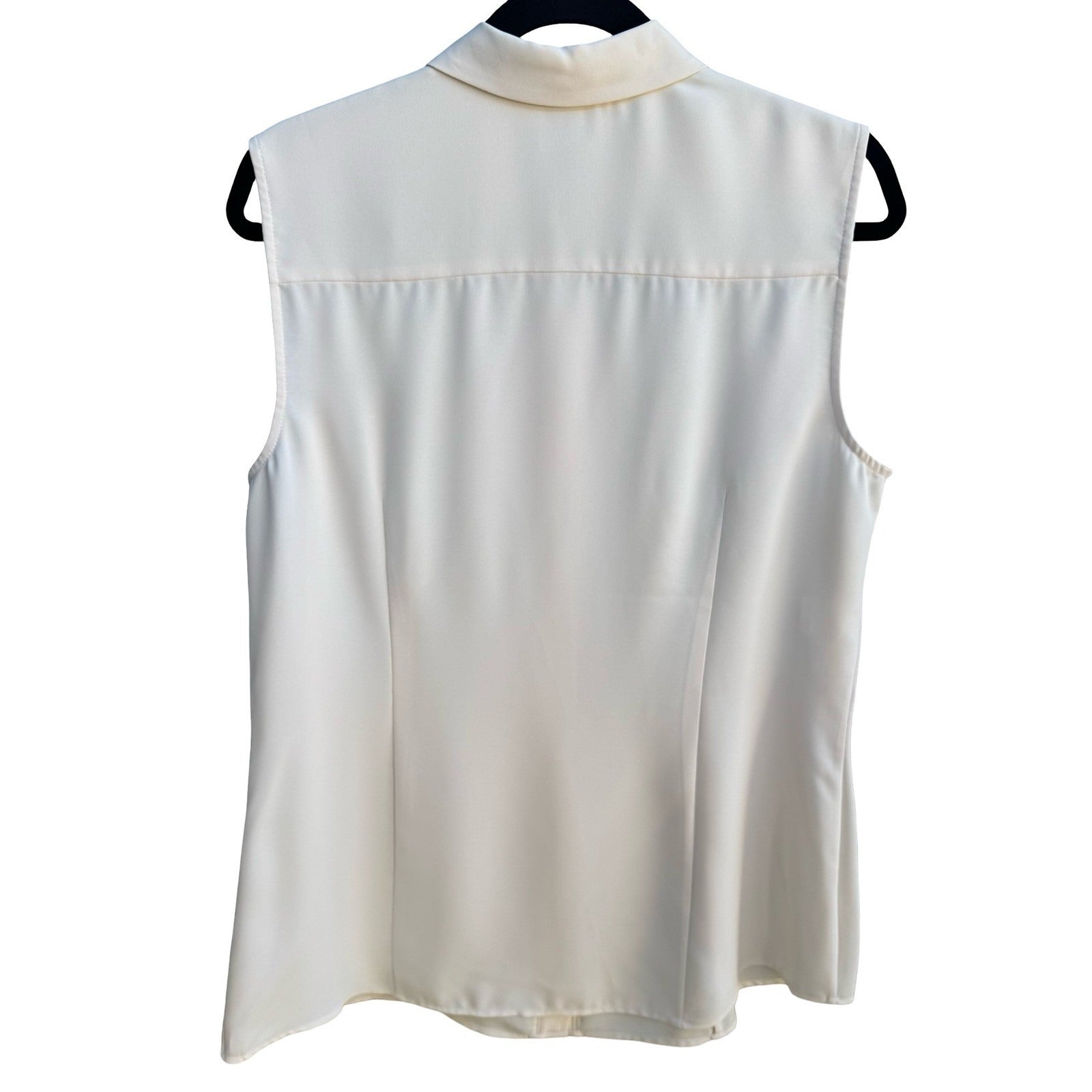 Anne Klein Minimalist Sleeveless Peter Pan Collar Blouse Off White Blouse 14