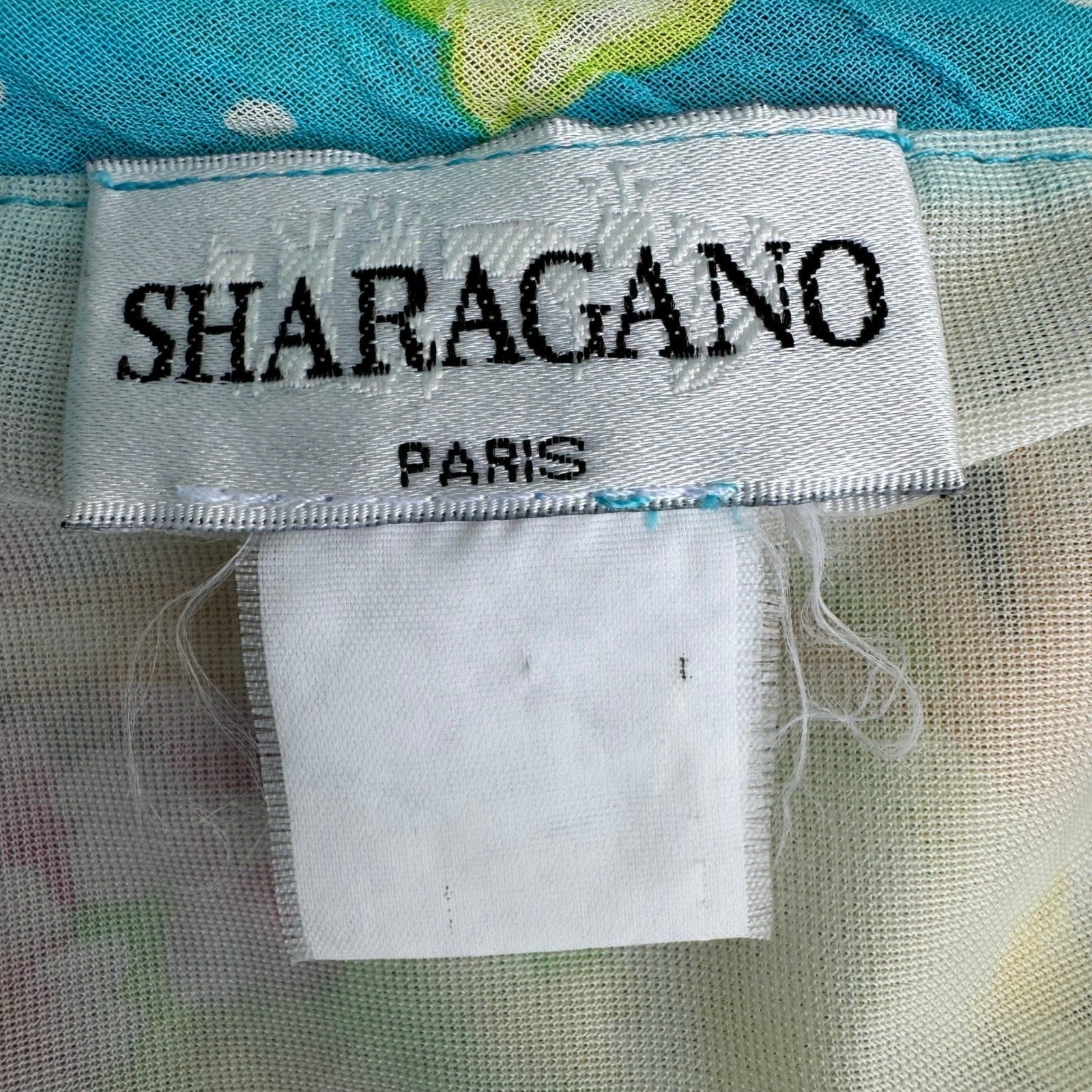 Sharagano Paris Y2K Mermaidcore Turquoise Floral Polka Dot Ruffle Hem Midi Skirt