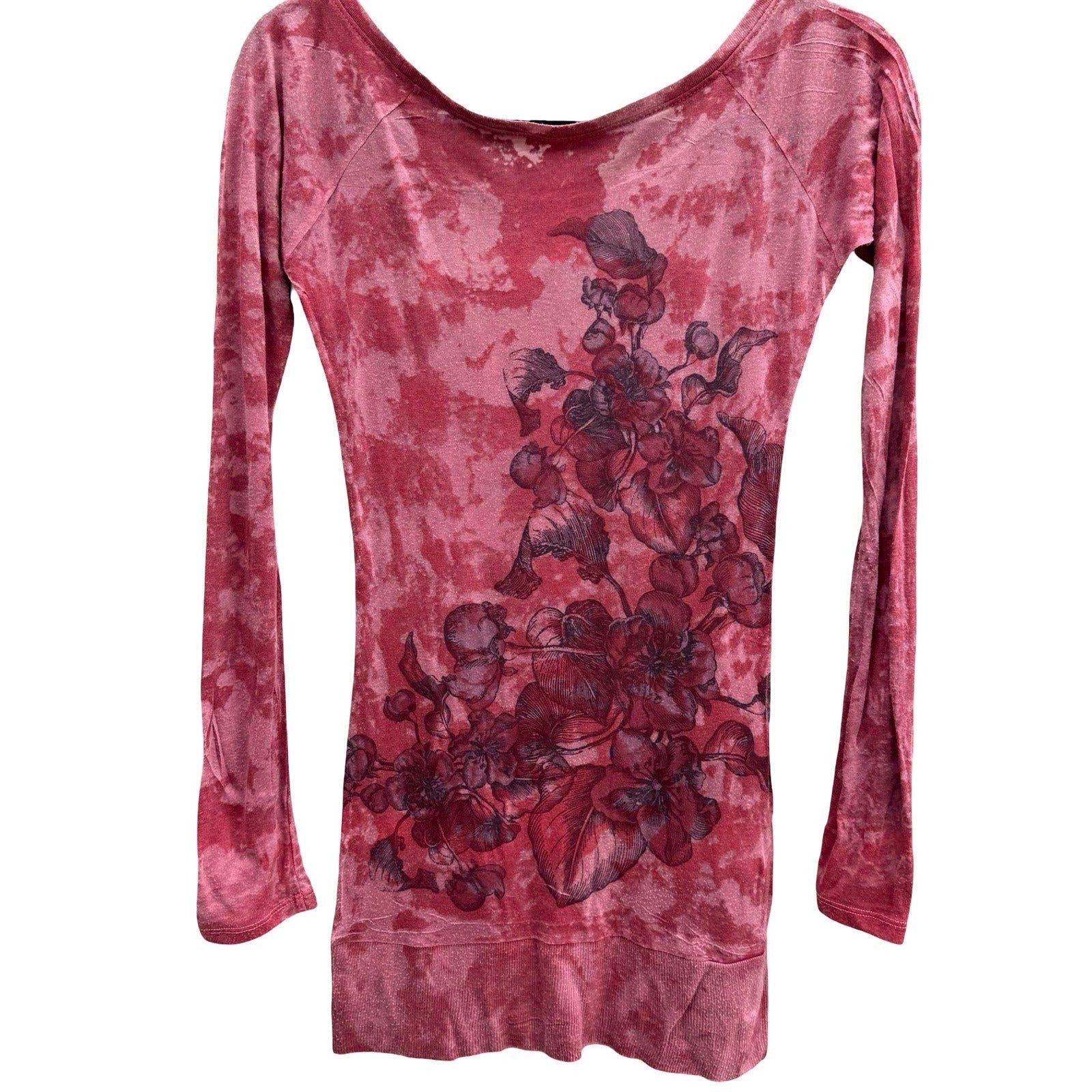 Velvet Burnout Y2K 90s Acid Wash Floral Fairygrunge Boho Grungecore Tunic Top S