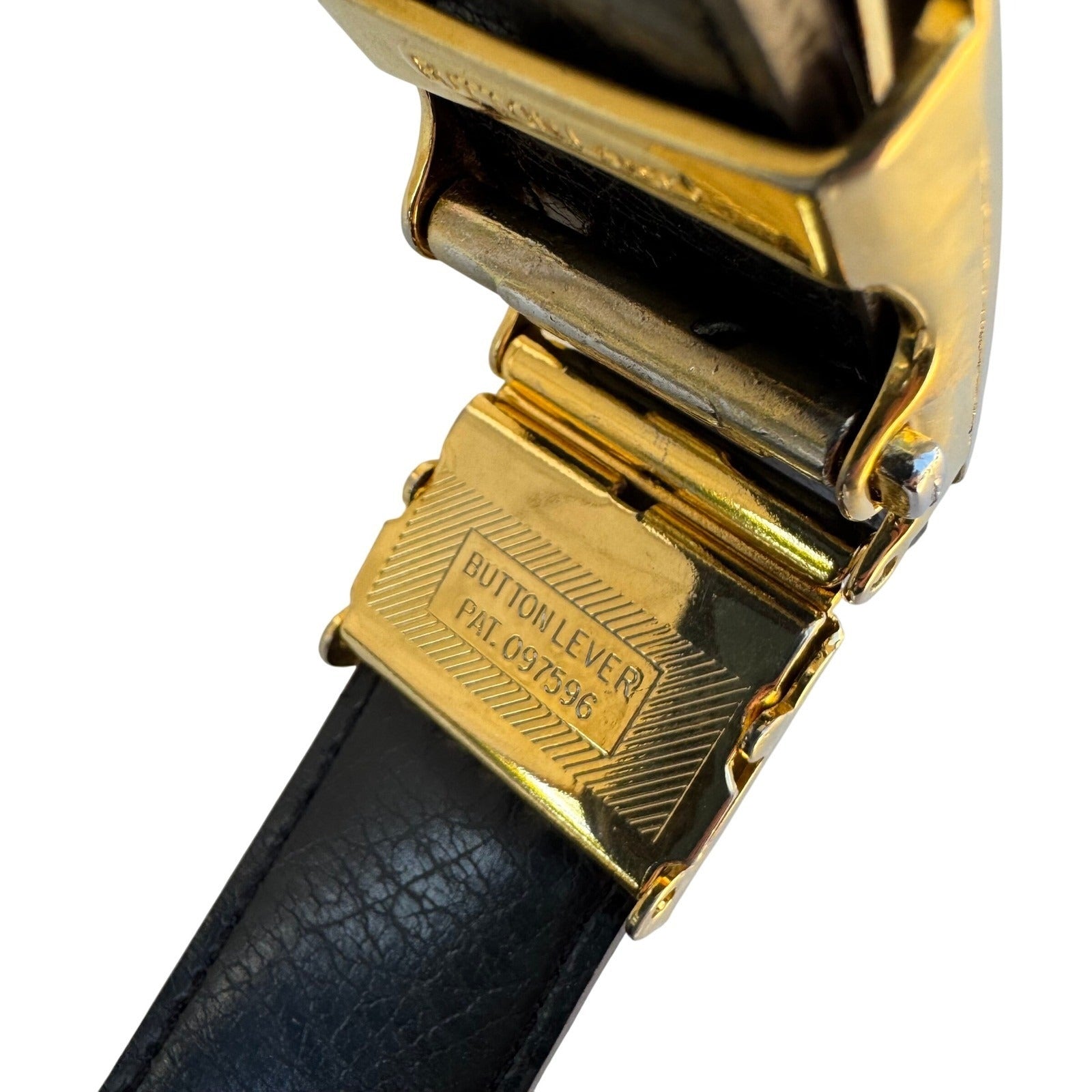 Flex Mens Vintage Ratchet Belt Dark Brown Genuine Leather Gold Buckle Made USA