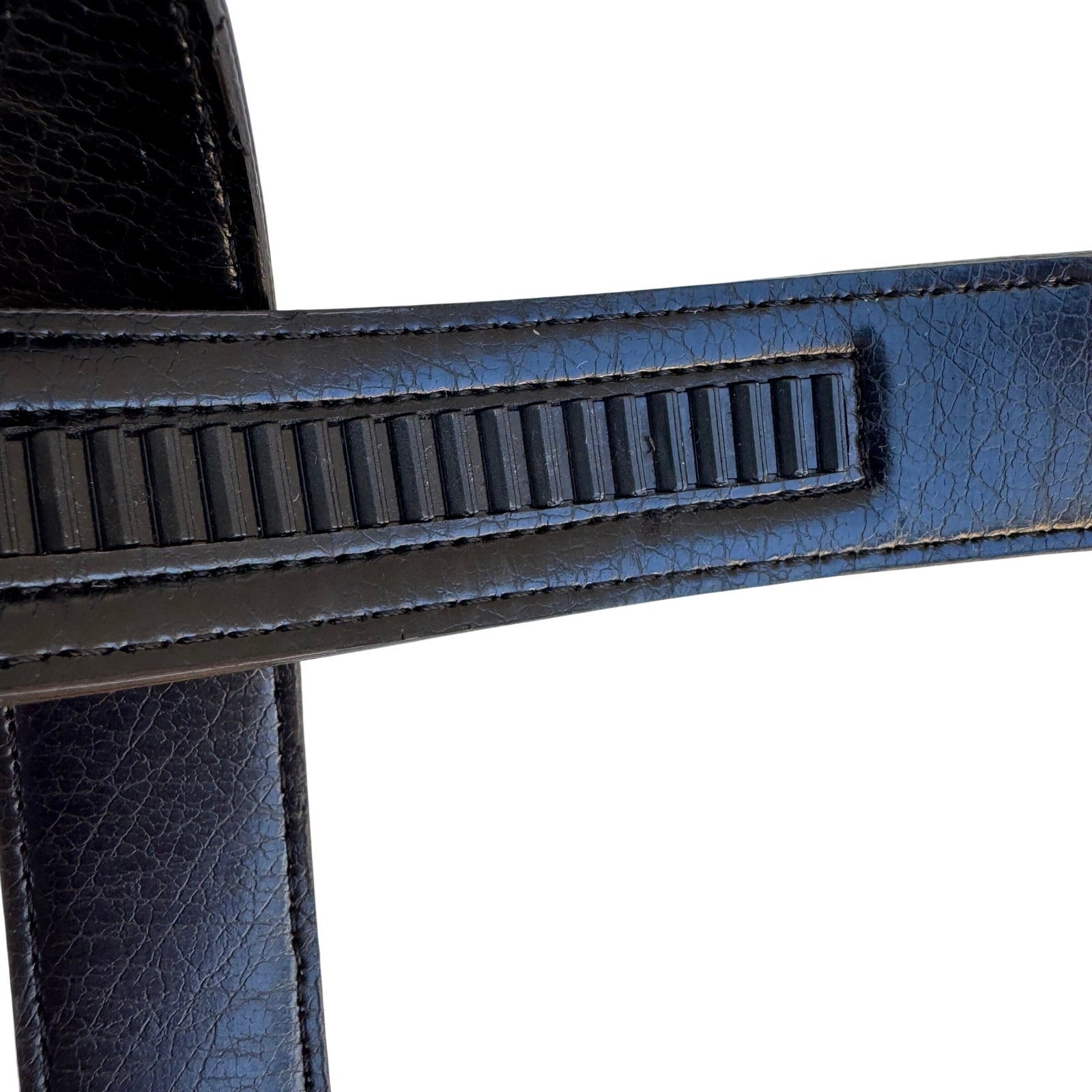 Flex Mens Vintage Ratchet Belt Dark Brown Genuine Leather Gold Buckle Made USA