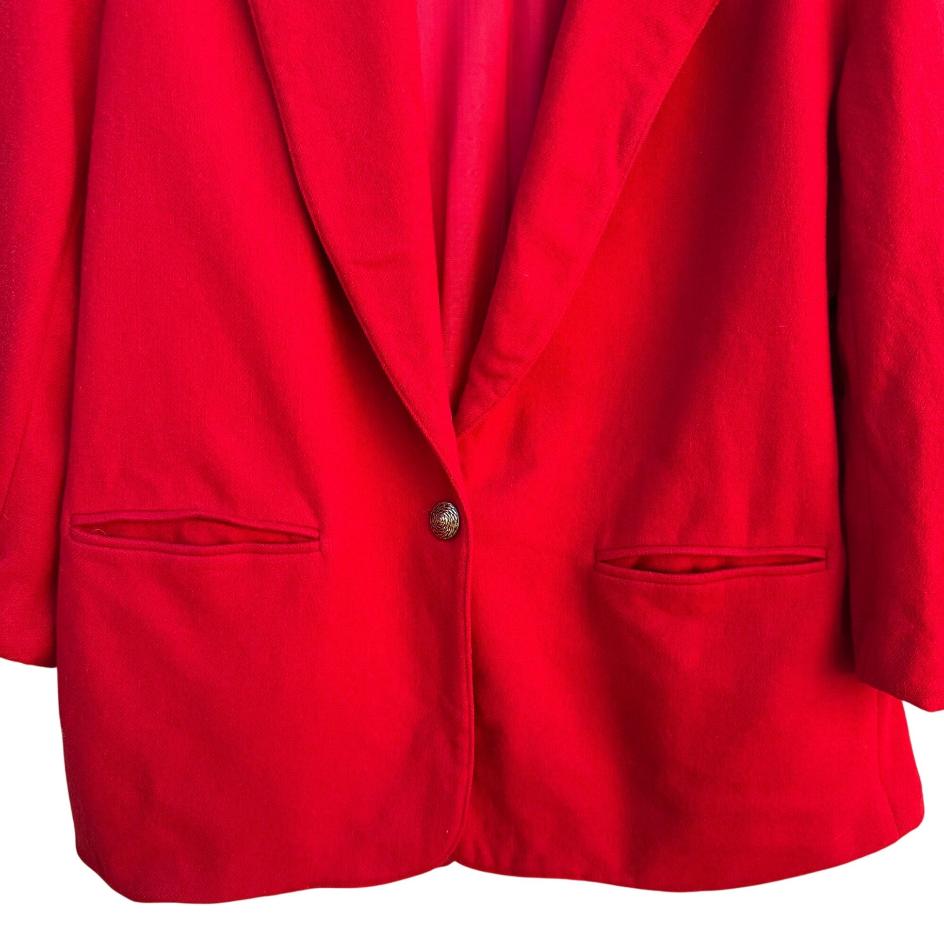 Alfred Dunner Vintage 80s Wool One Button Single Breasted Red Blazer Jacket 12