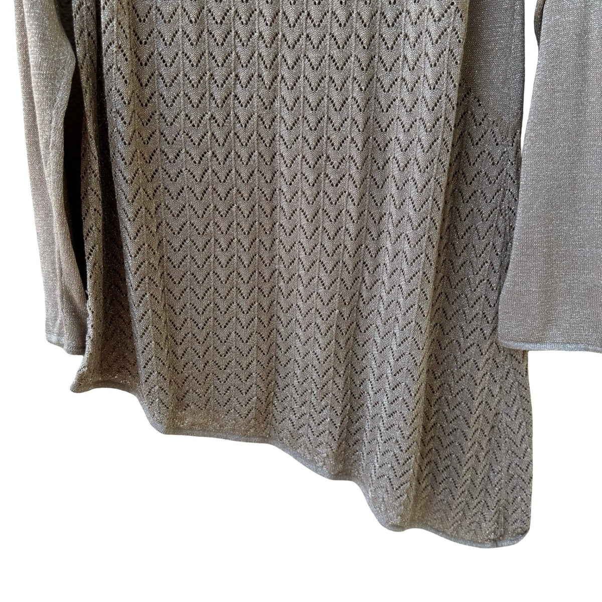 Henry New York Lurex Metallic Pointelle Festive Asymmetrical Tunic Gold L NEW