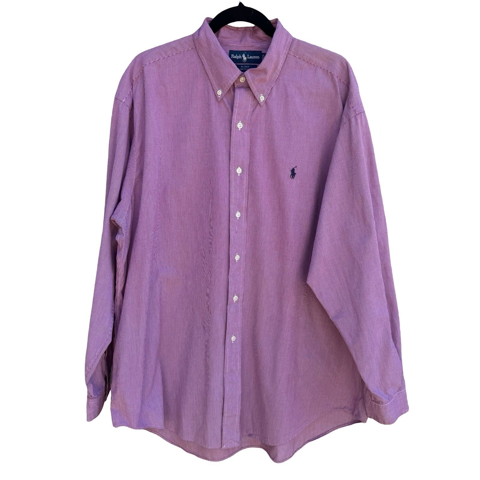 Ralph Lauren Blake Vintage 90s Preppy Ivy League Purple Gingham Shirt Mens XL