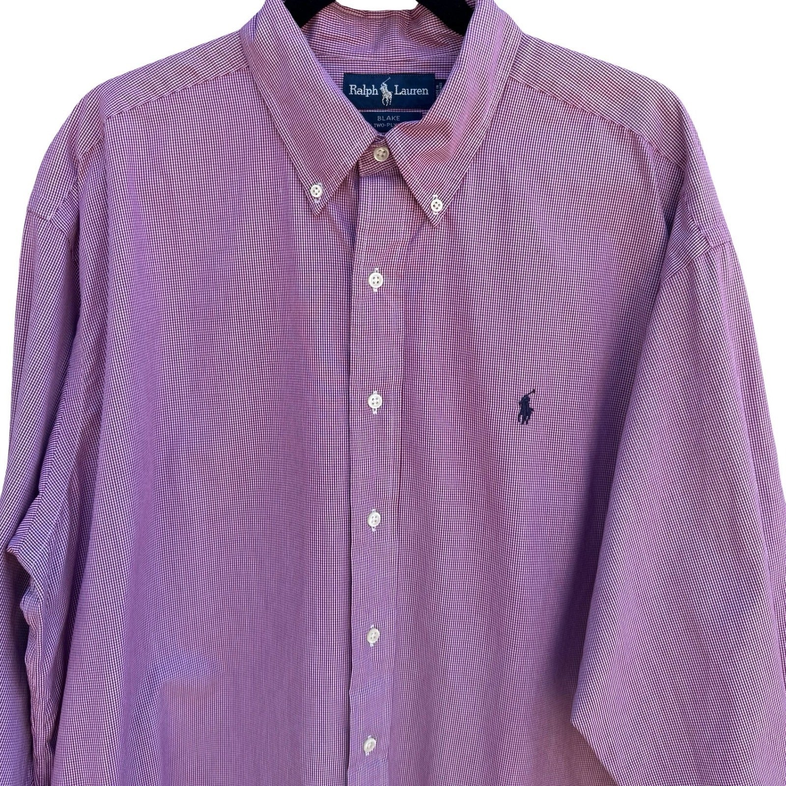 Ralph Lauren Blake Vintage 90s Preppy Ivy League Purple Gingham Shirt Mens XL
